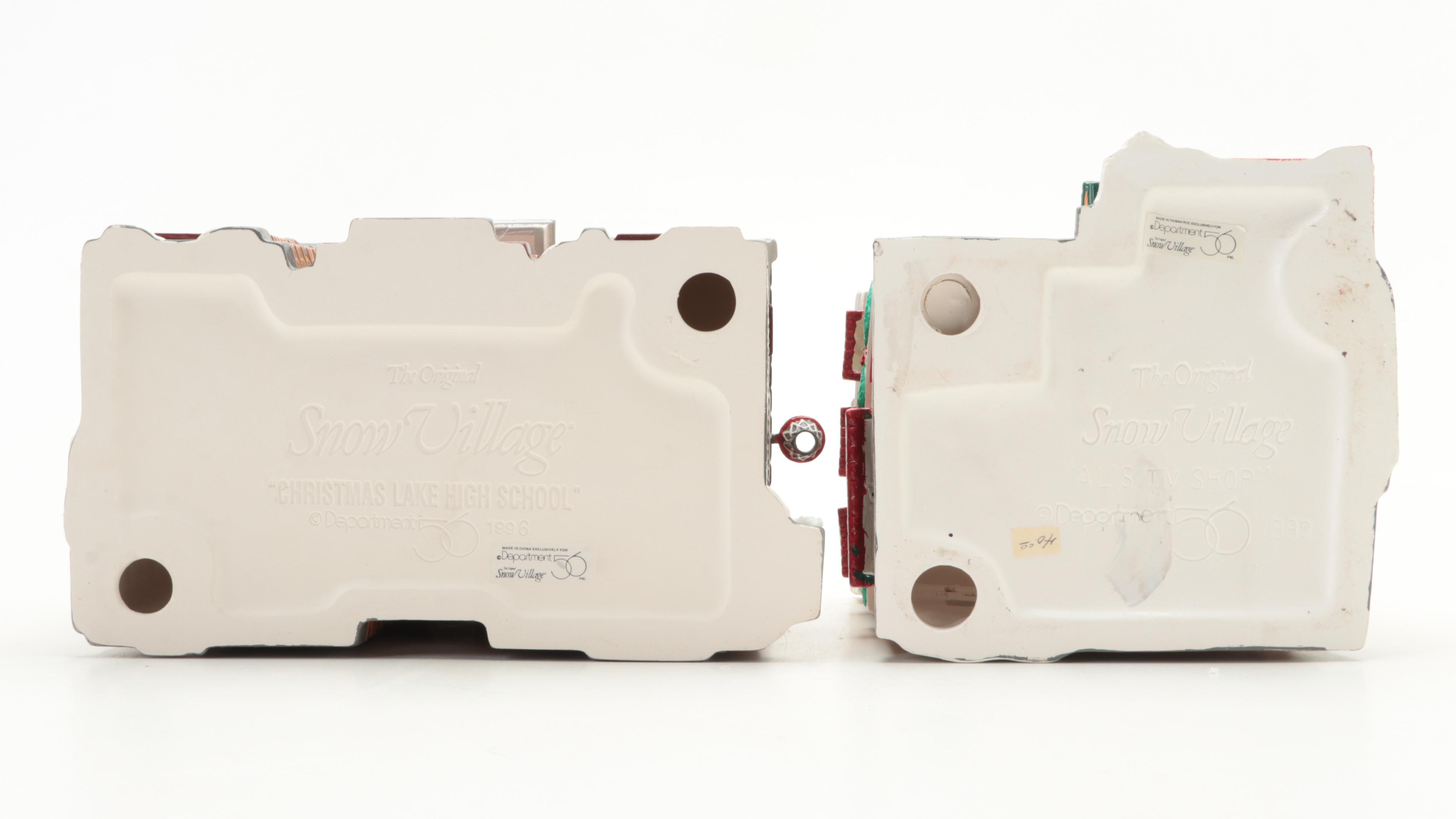 Department 56 "Village Market" and Other Snow Village Series Porcelain Buildings