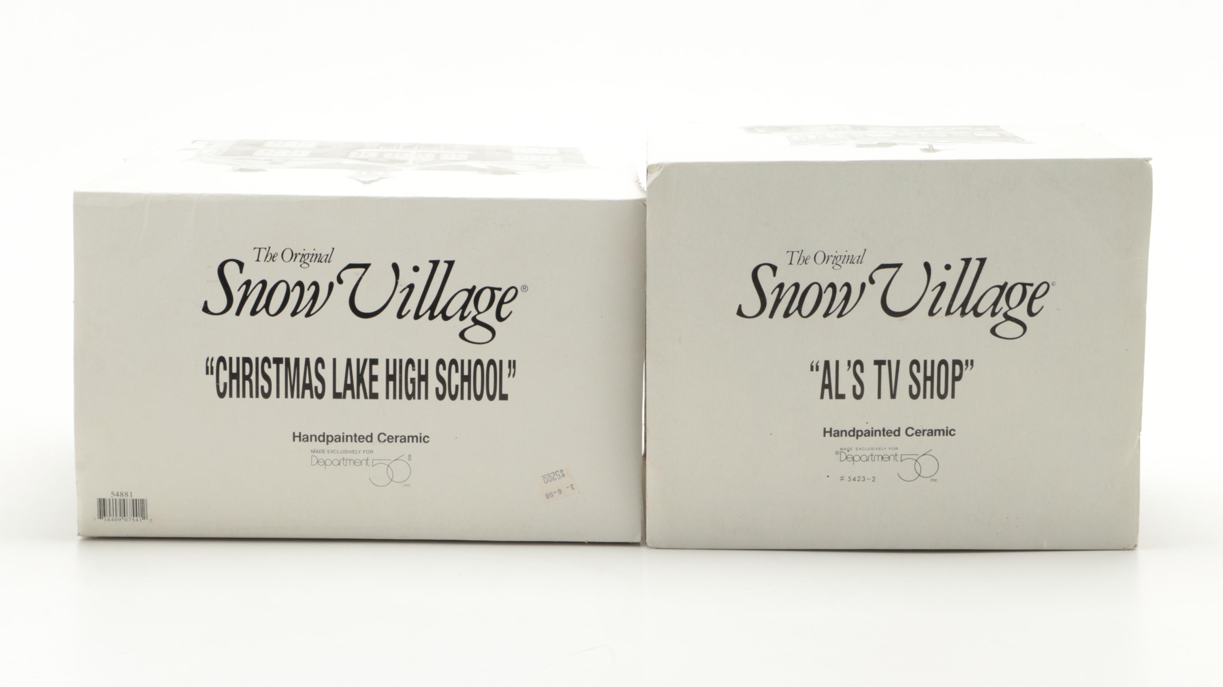 Department 56 "Village Market" and Other Snow Village Series Porcelain Buildings