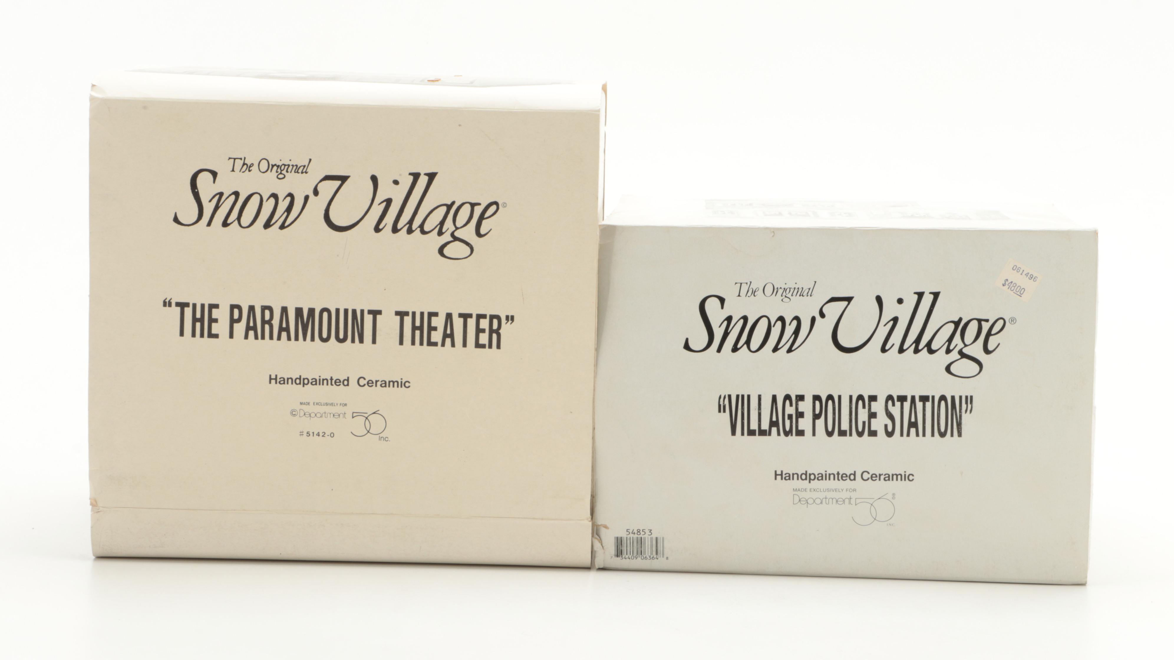 Department 56 "Village Market" and Other Snow Village Series Porcelain Buildings