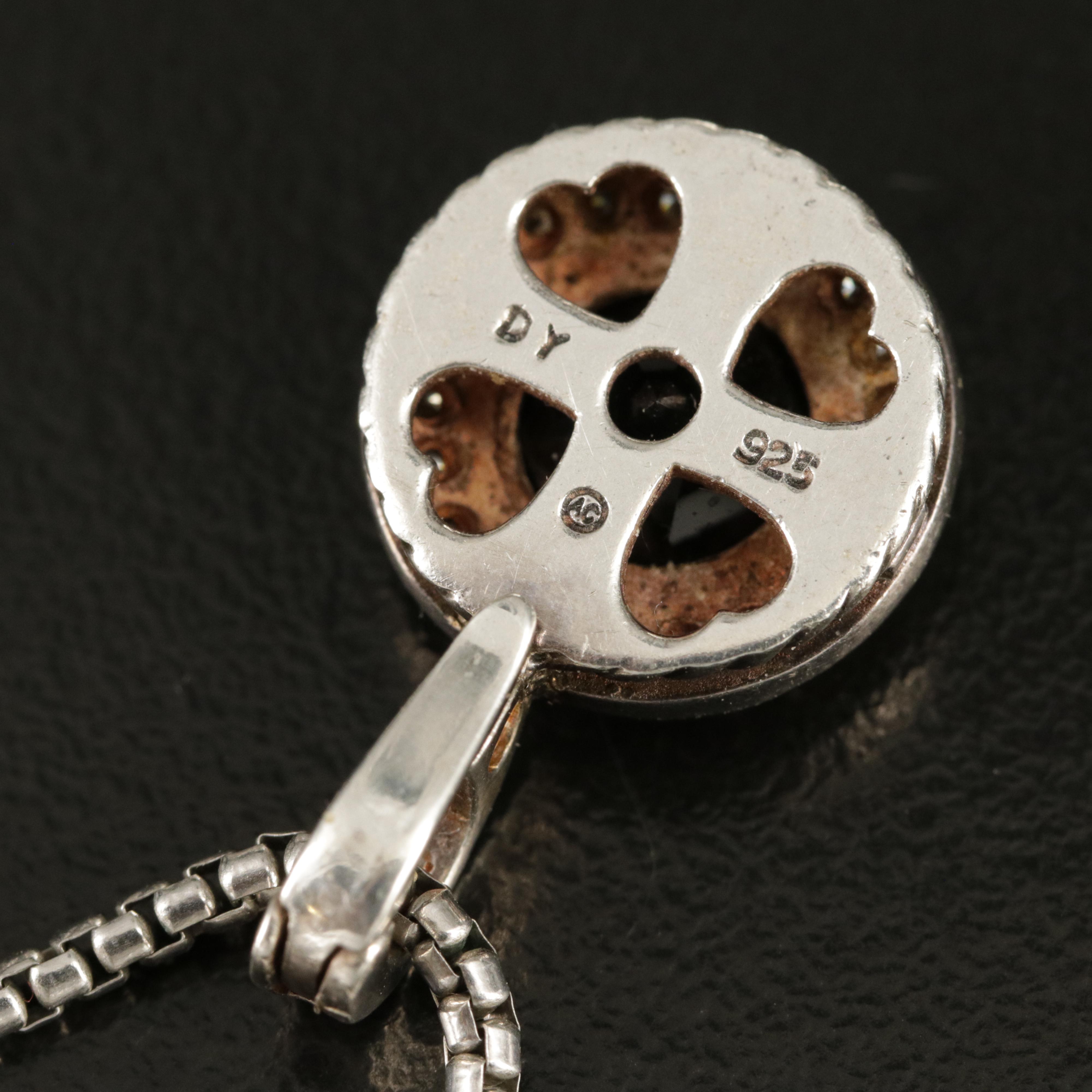 Vintage David Yurman Sterling Black Onyx and Diamond Enhancer Pendant Necklace