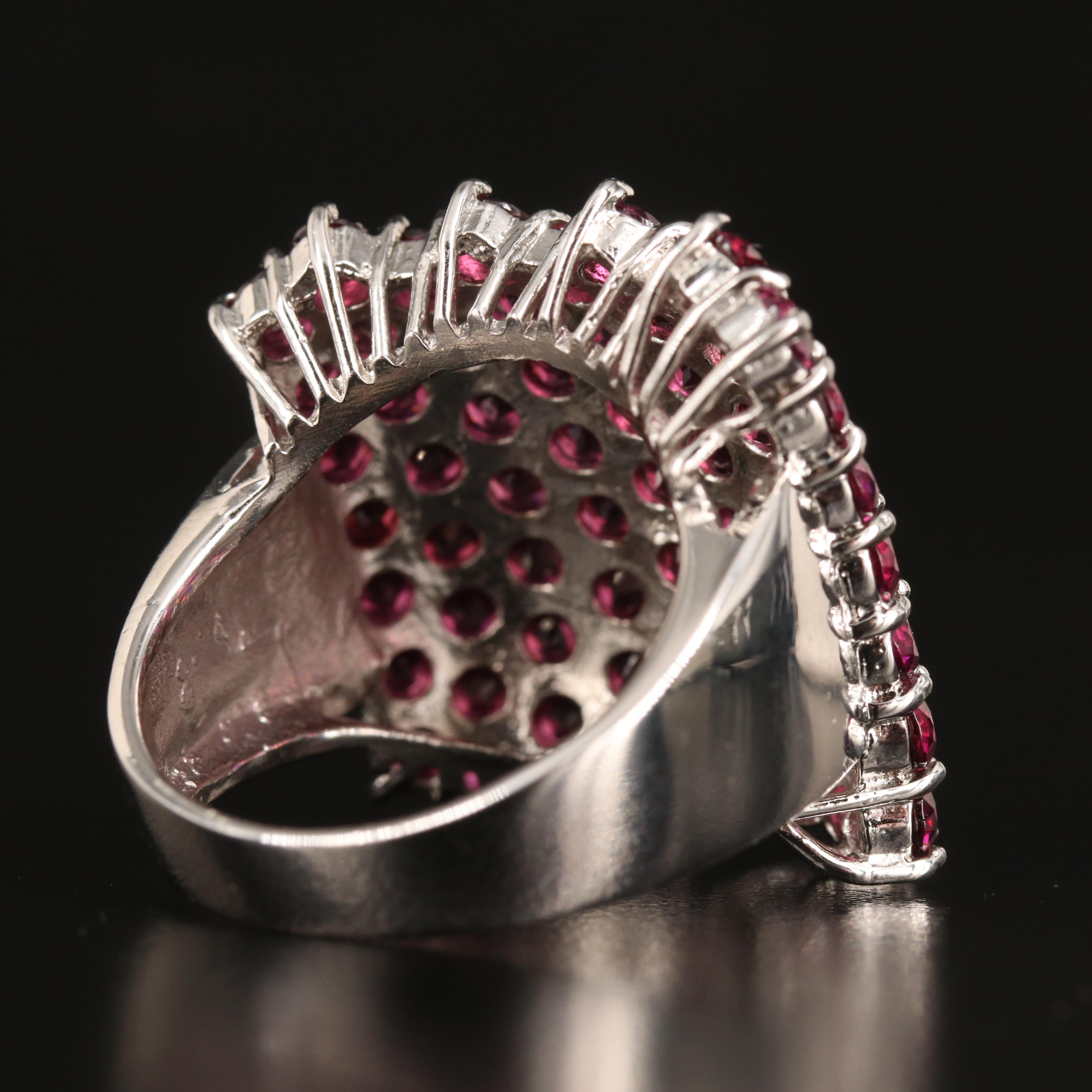 Sterling Pavé Garnet Square Ring