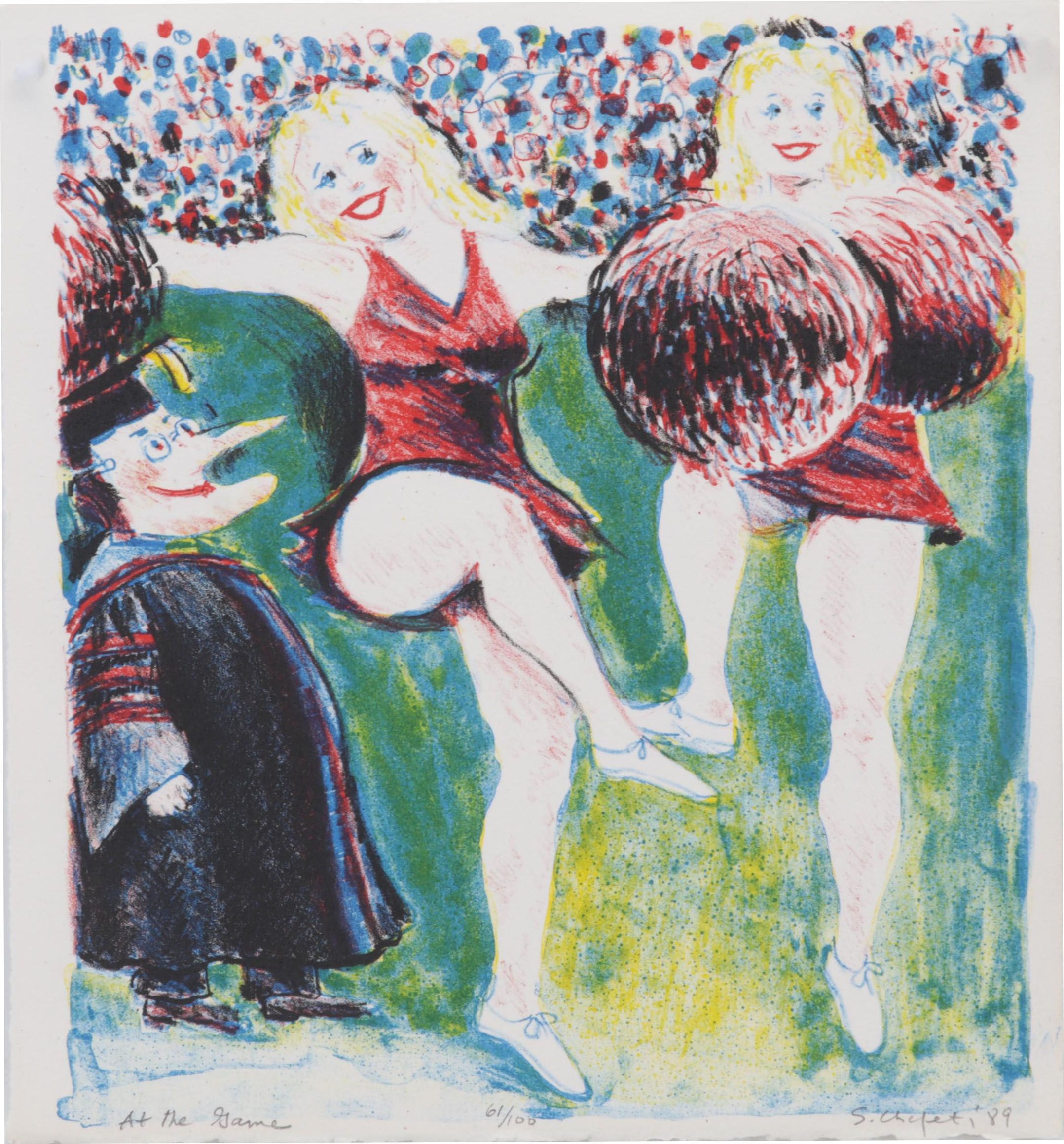 Sidney Chafetz Color Lithograph "At the Game," 1989
