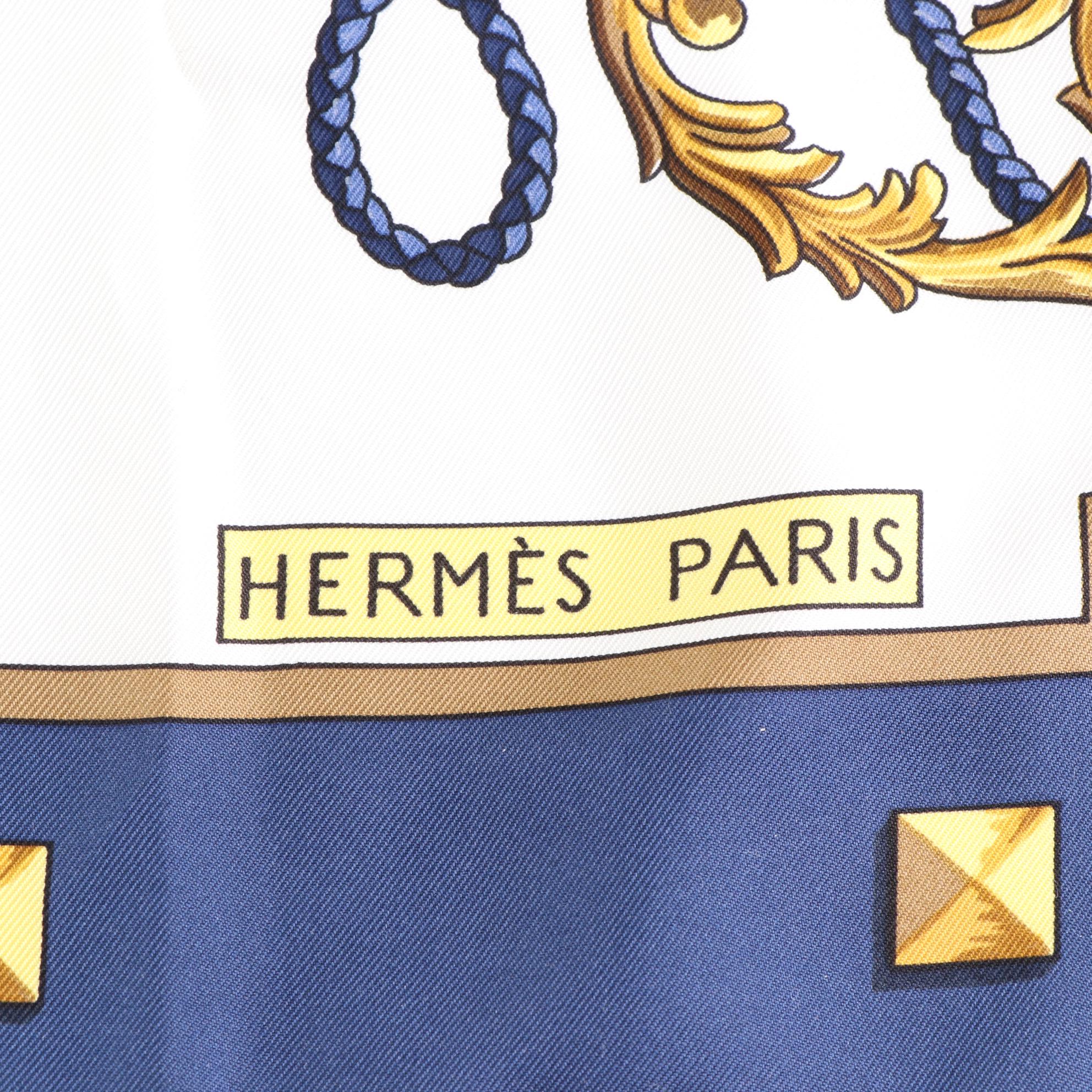 Hermès "Les Clefs" Silk Twill Scarf 90