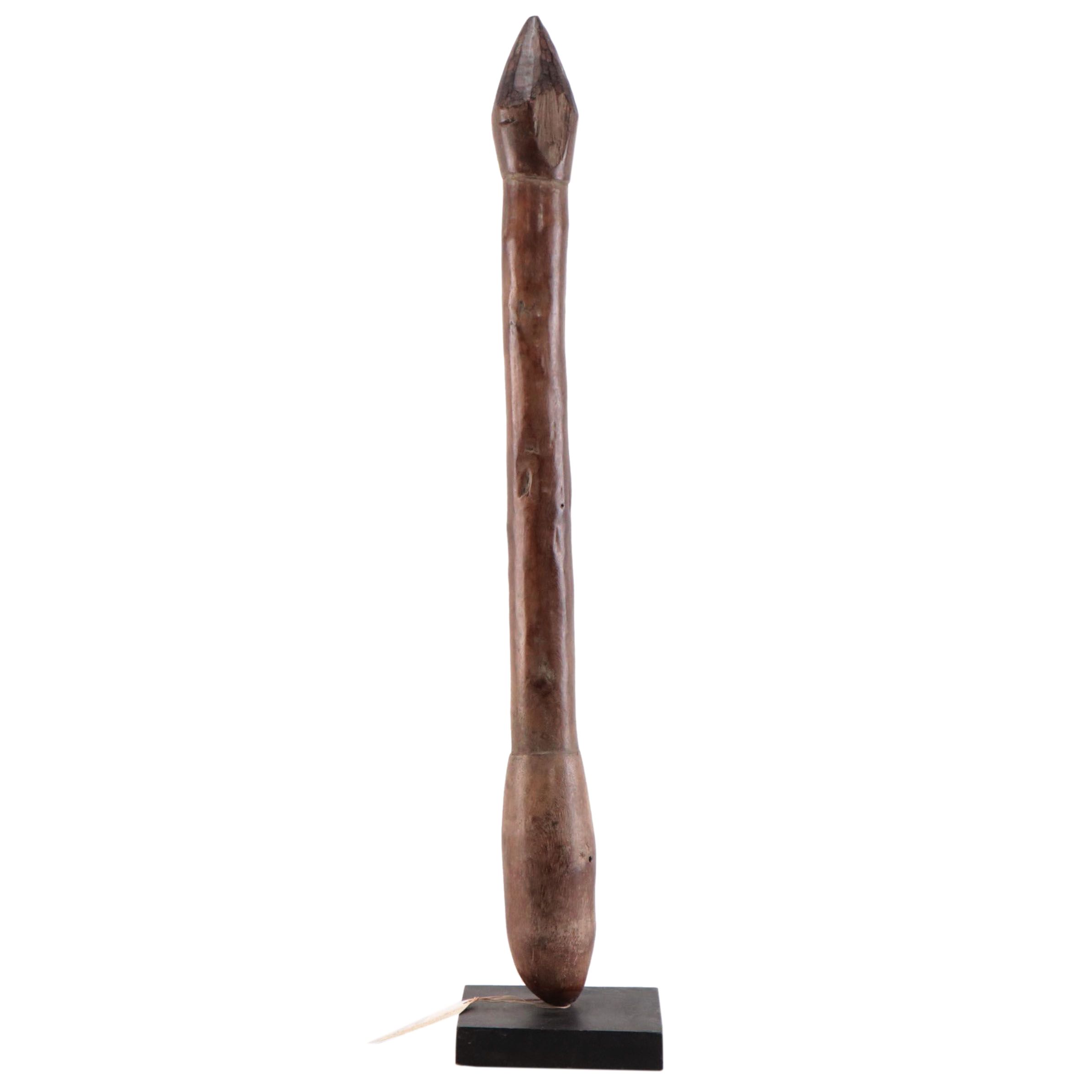 Moba Carved Wood Phallic-Shaped Medicine Pestle, 20th Century