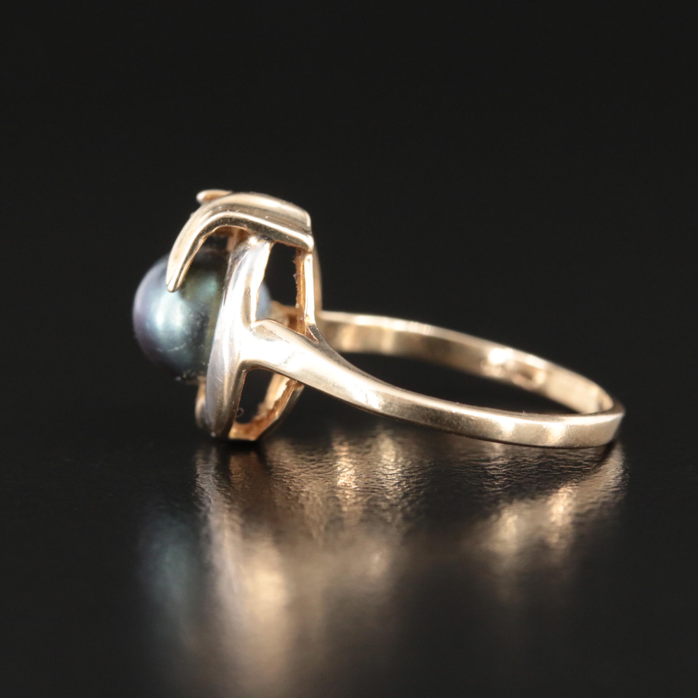 14K Pearl and Diamond Ring