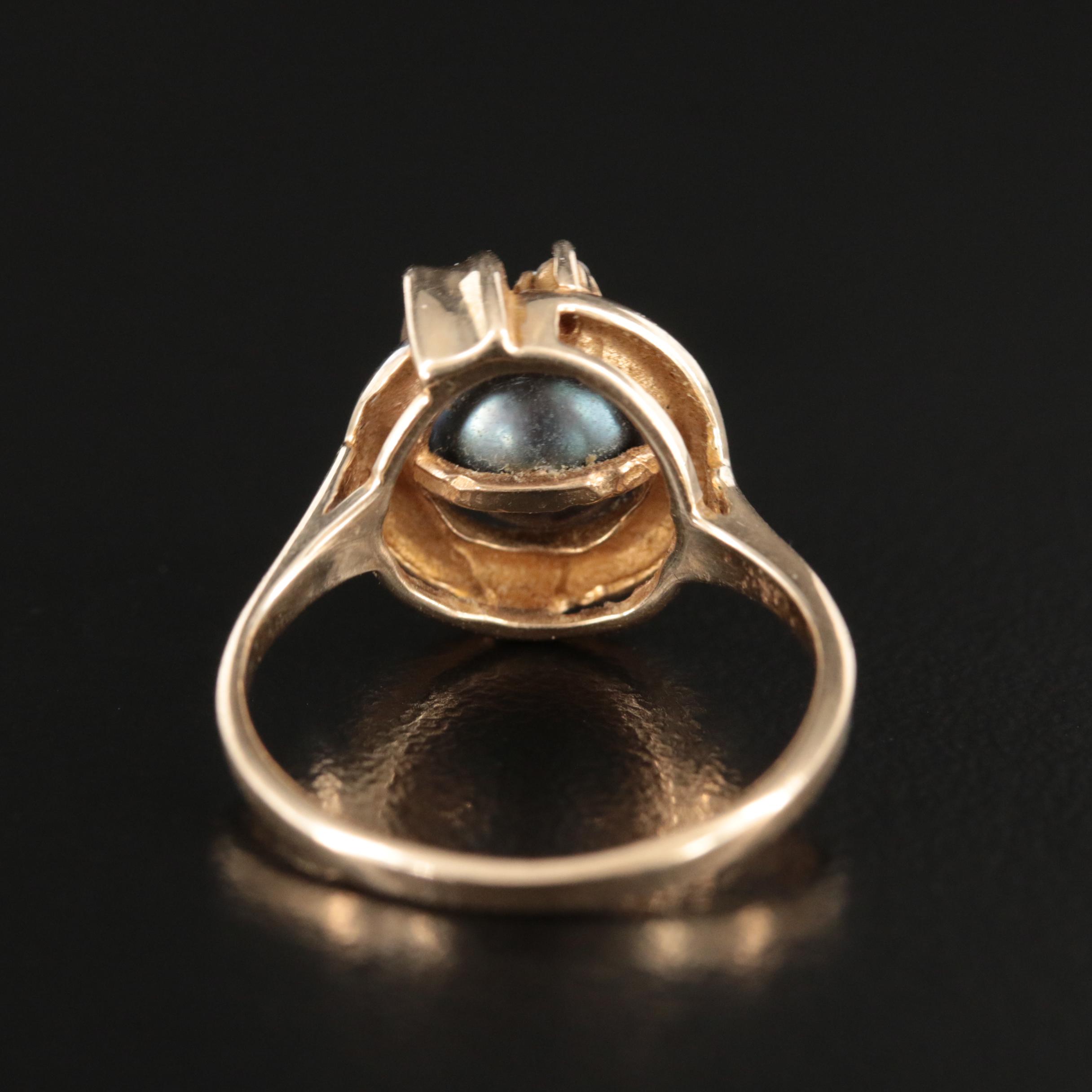 14K Pearl and Diamond Ring