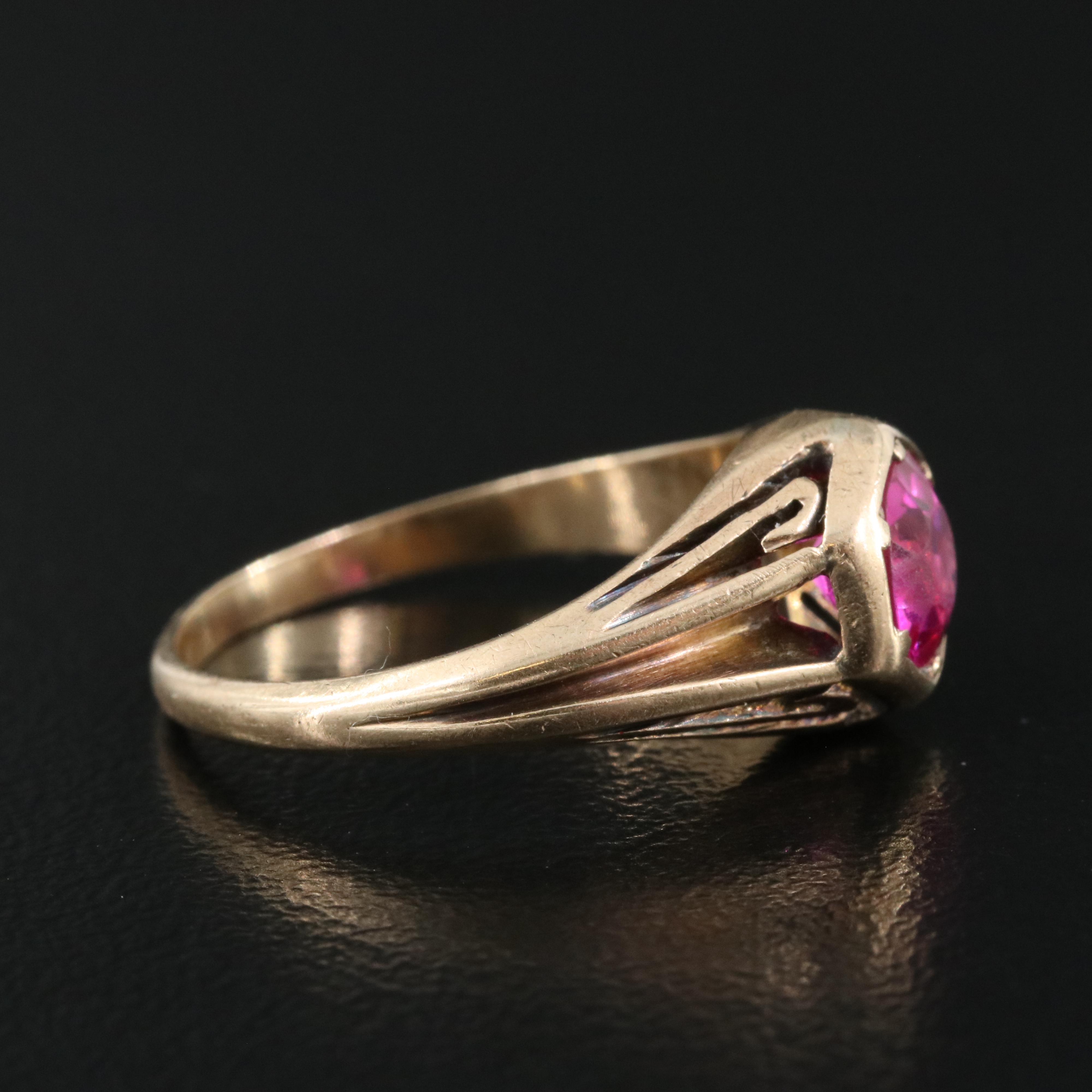 Antique 10K Rose Gold Ruby Solitaire Ring
