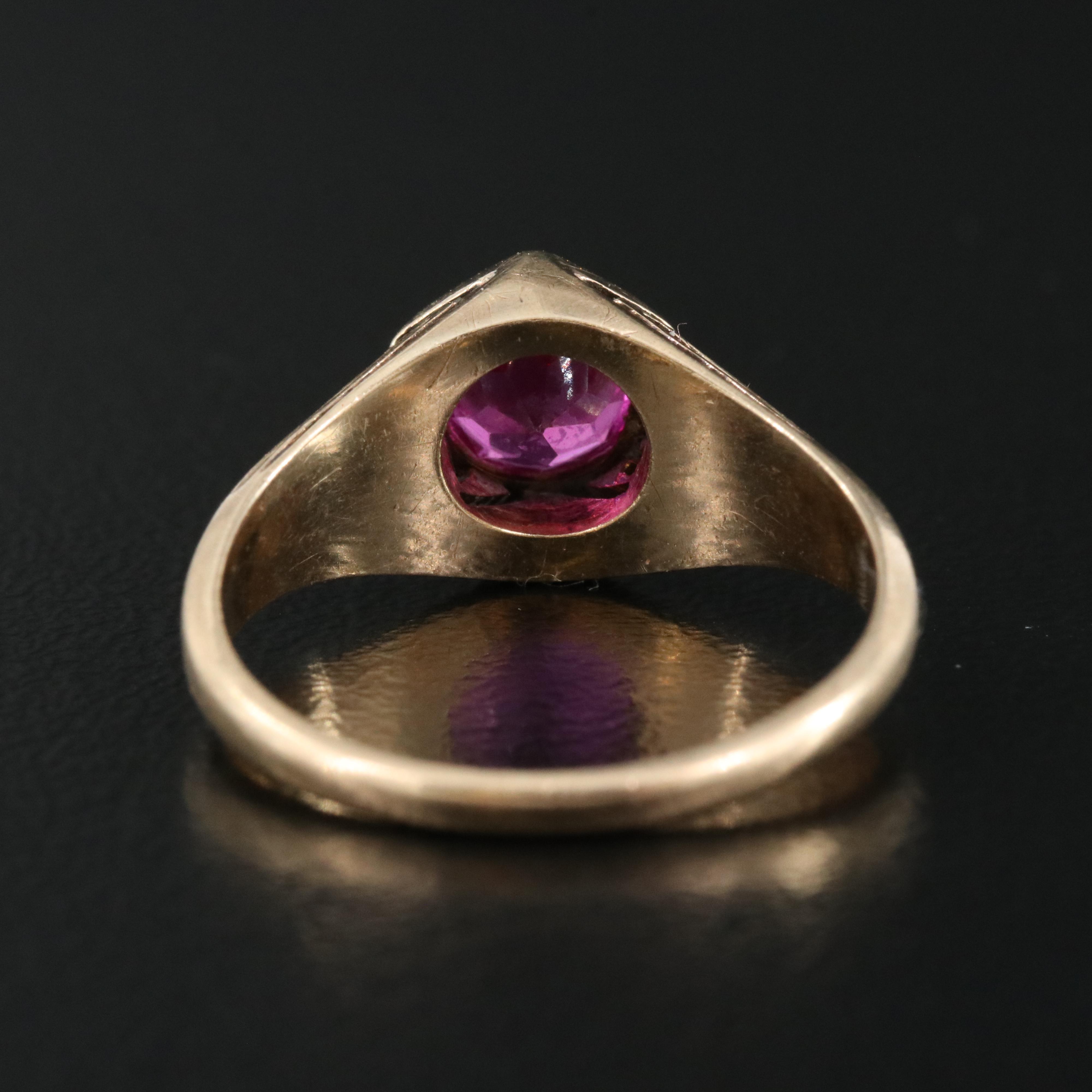 Antique 10K Rose Gold Ruby Solitaire Ring