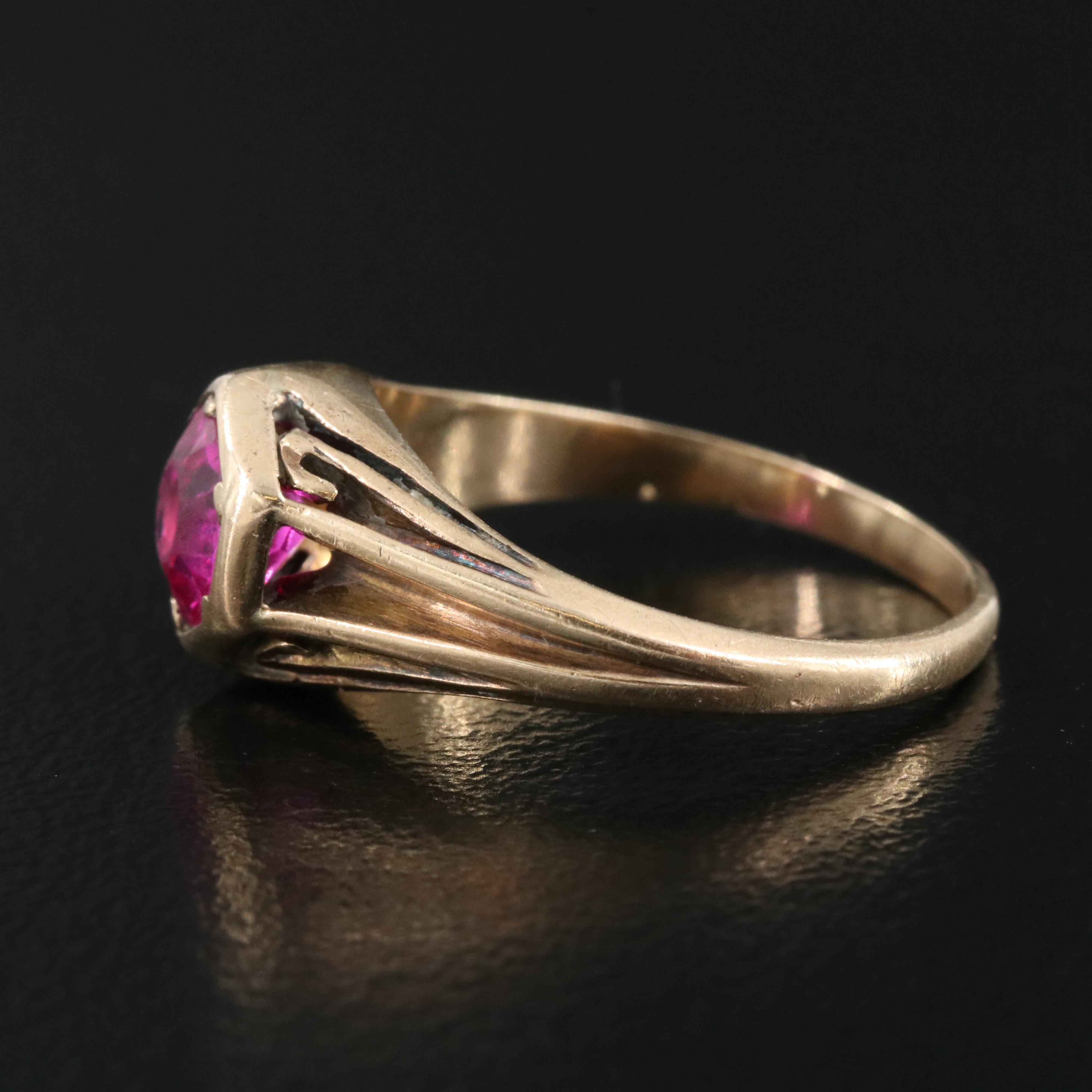 Antique 10K Rose Gold Ruby Solitaire Ring