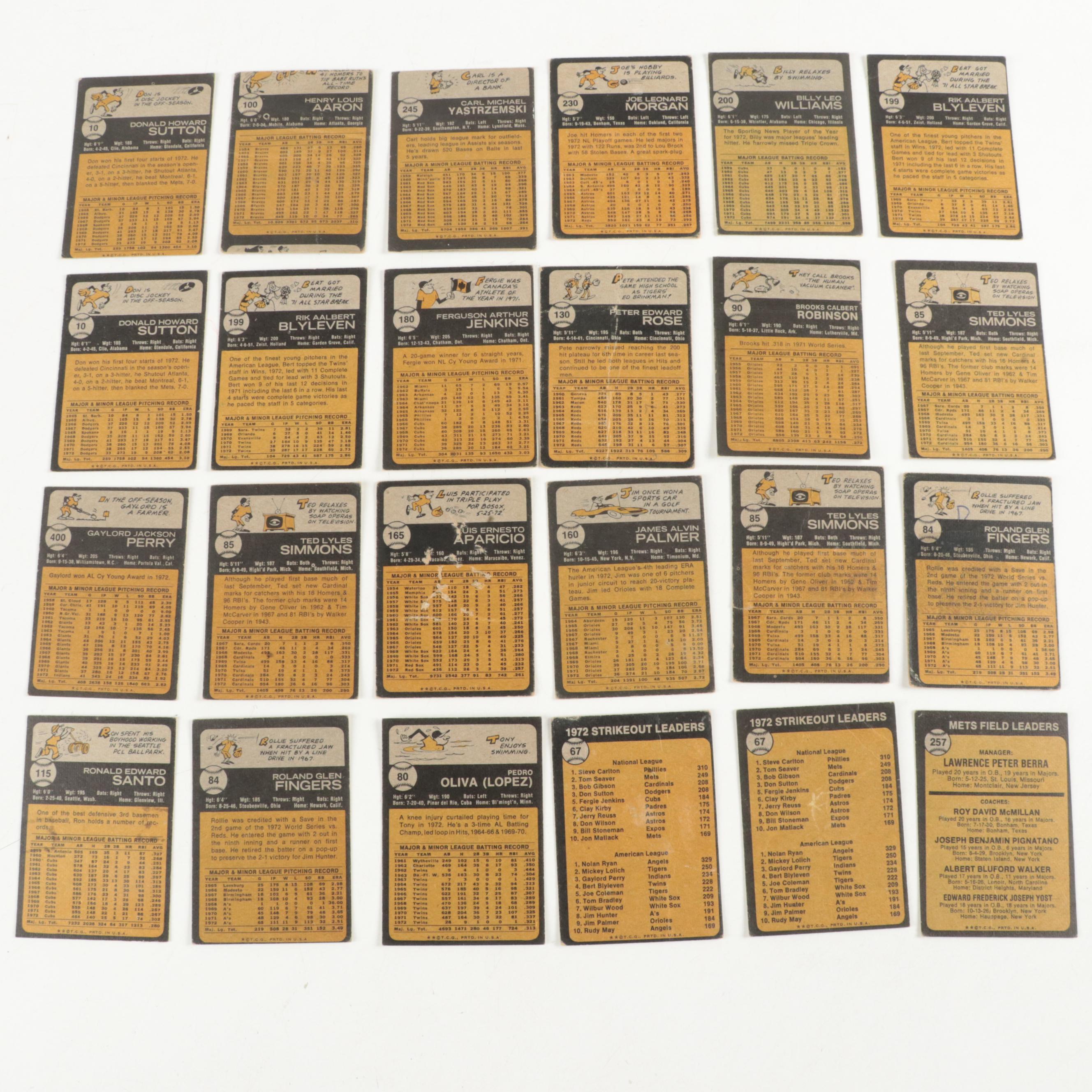 1973 and 1974 Topps Baseball Cards Including Rose, Bench, Aaron and More HOF