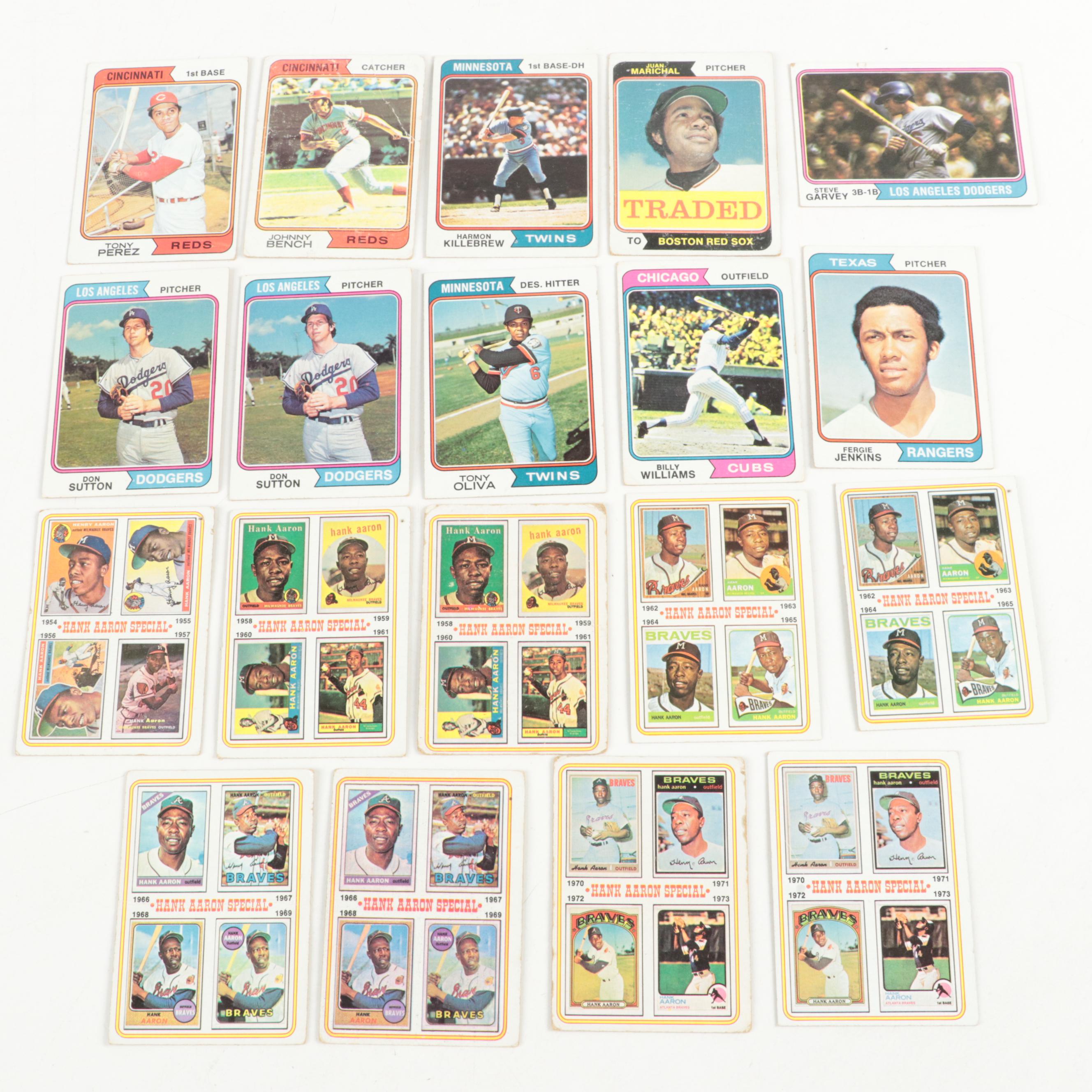 1973 and 1974 Topps Baseball Cards Including Rose, Bench, Aaron and More HOF