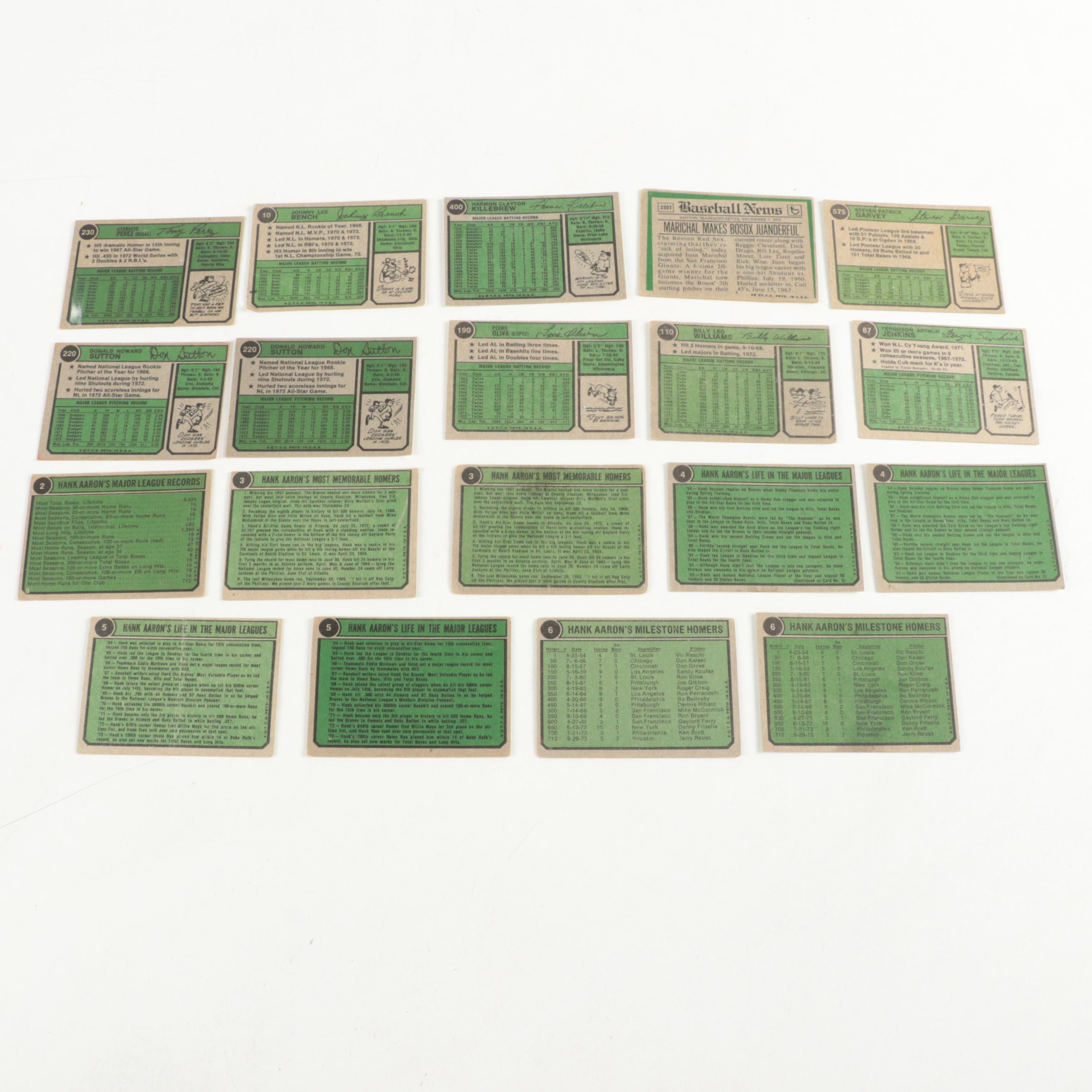 1973 and 1974 Topps Baseball Cards Including Rose, Bench, Aaron and More HOF