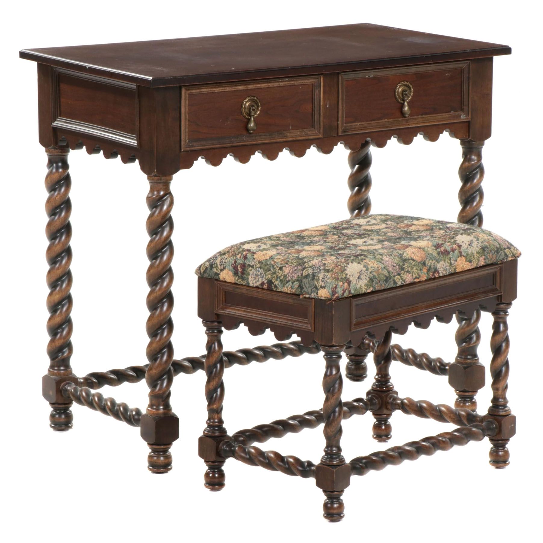 Bombay Company Writing Desk and Stool with Barley Twist Legs