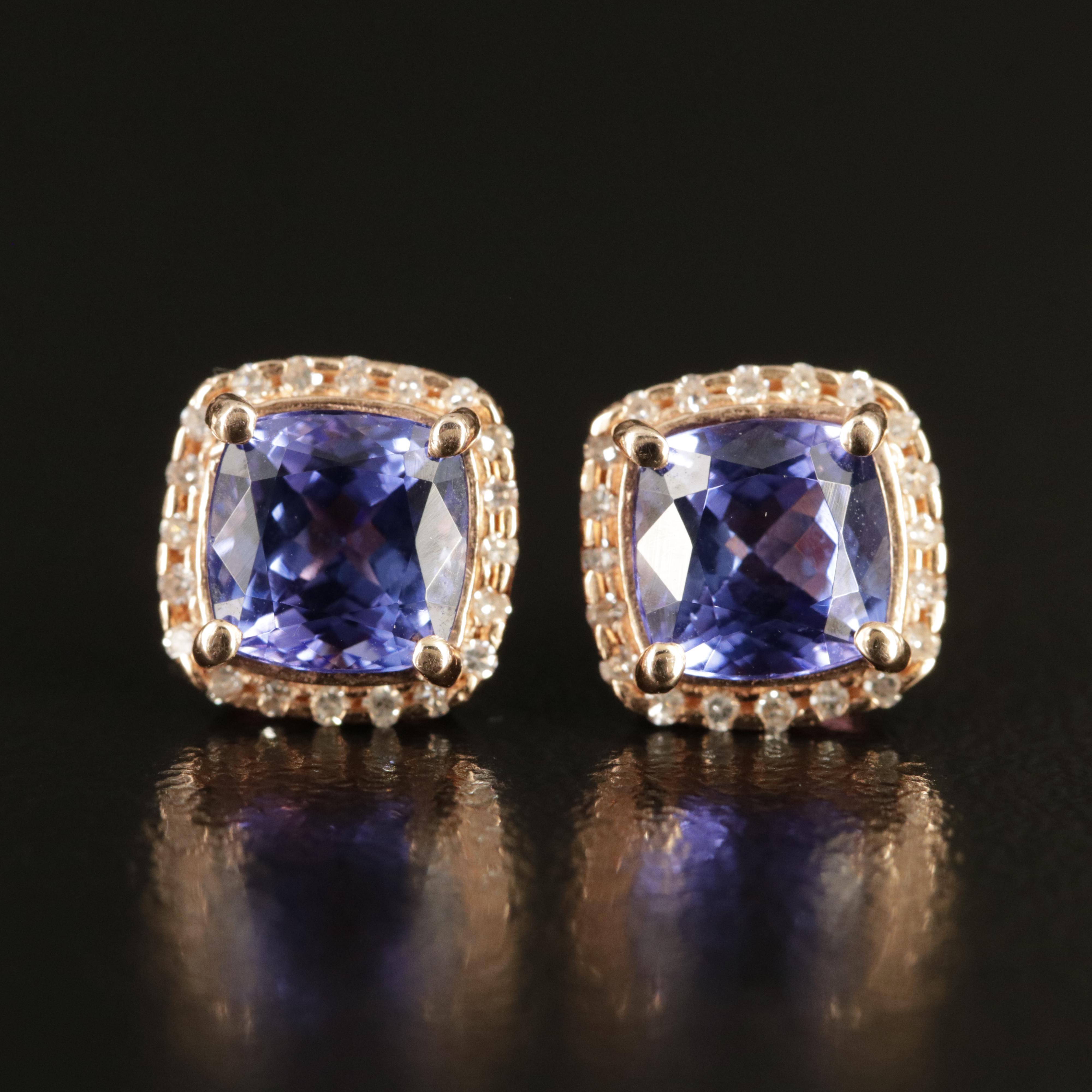 EFFY 14K Rose Gold Tanzanite and Diamond Earrings