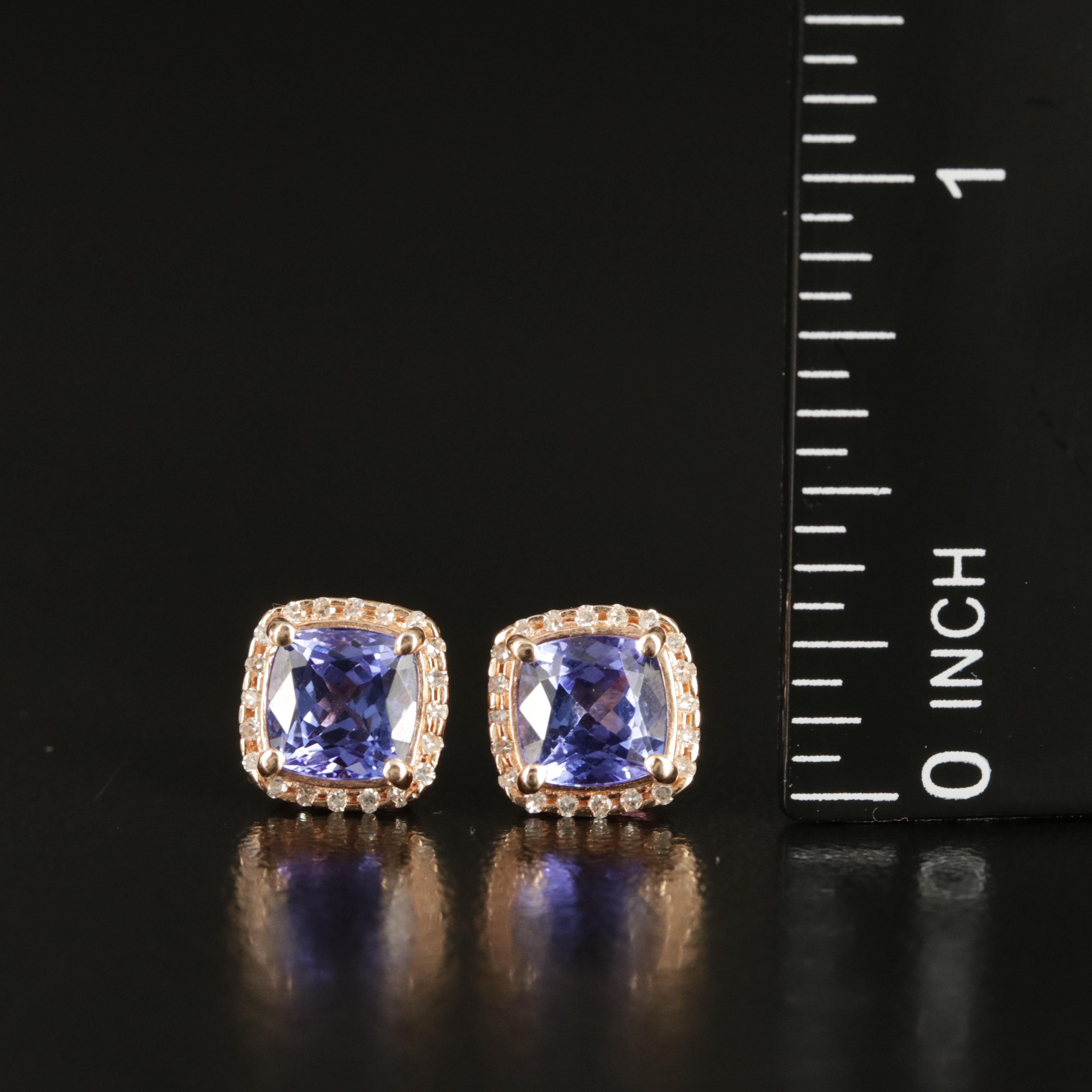 EFFY 14K Rose Gold Tanzanite and Diamond Earrings