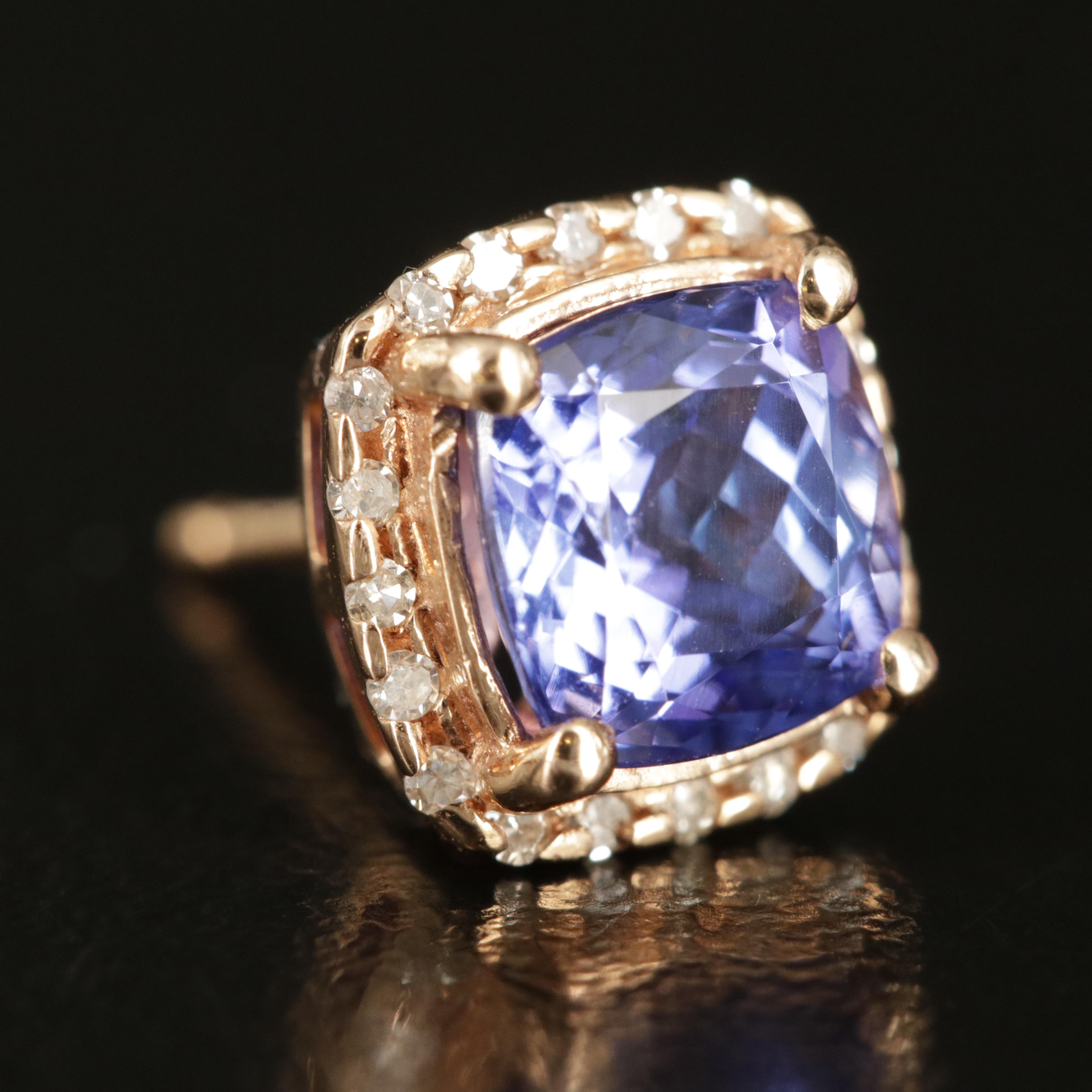 EFFY 14K Rose Gold Tanzanite and Diamond Earrings