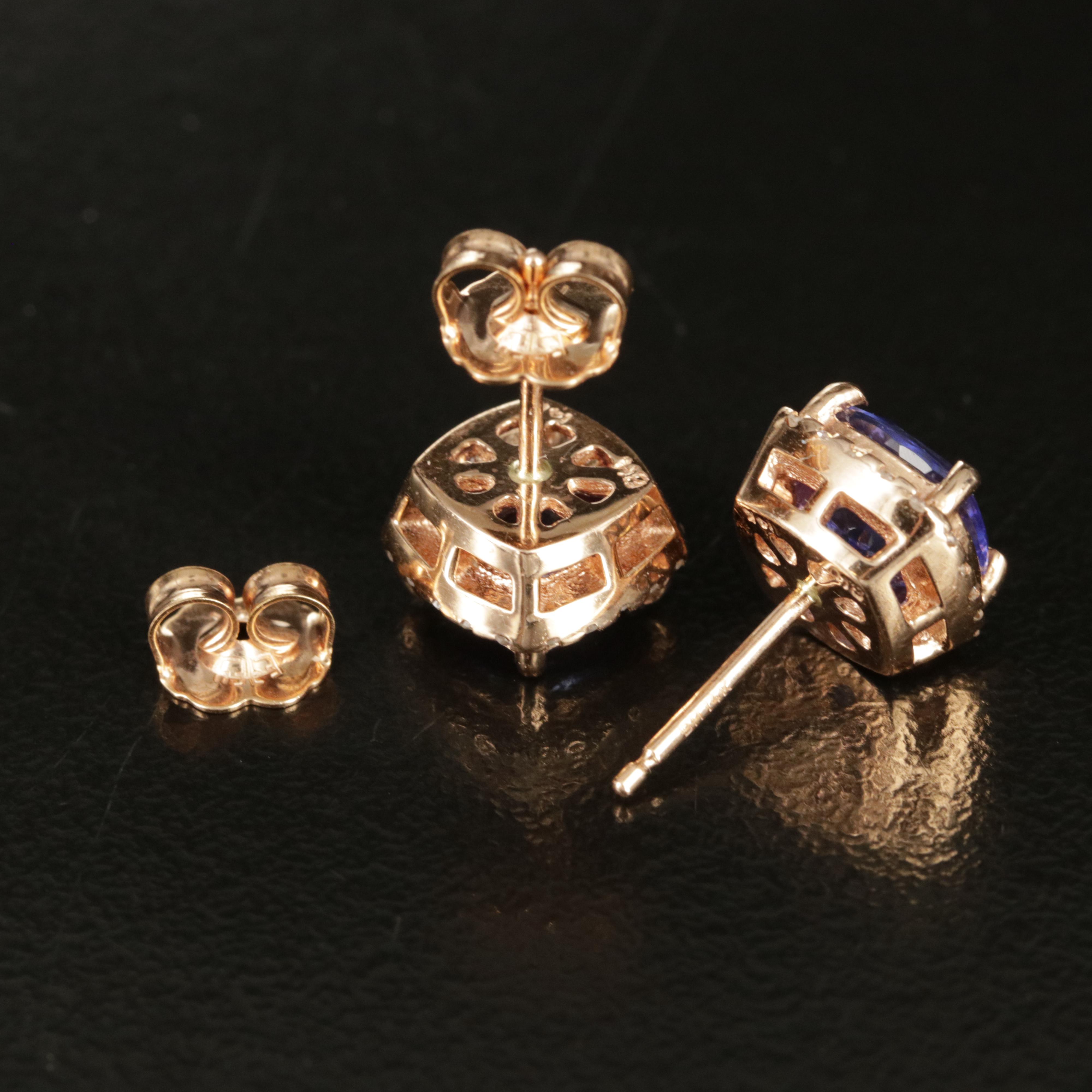 EFFY 14K Rose Gold Tanzanite and Diamond Earrings