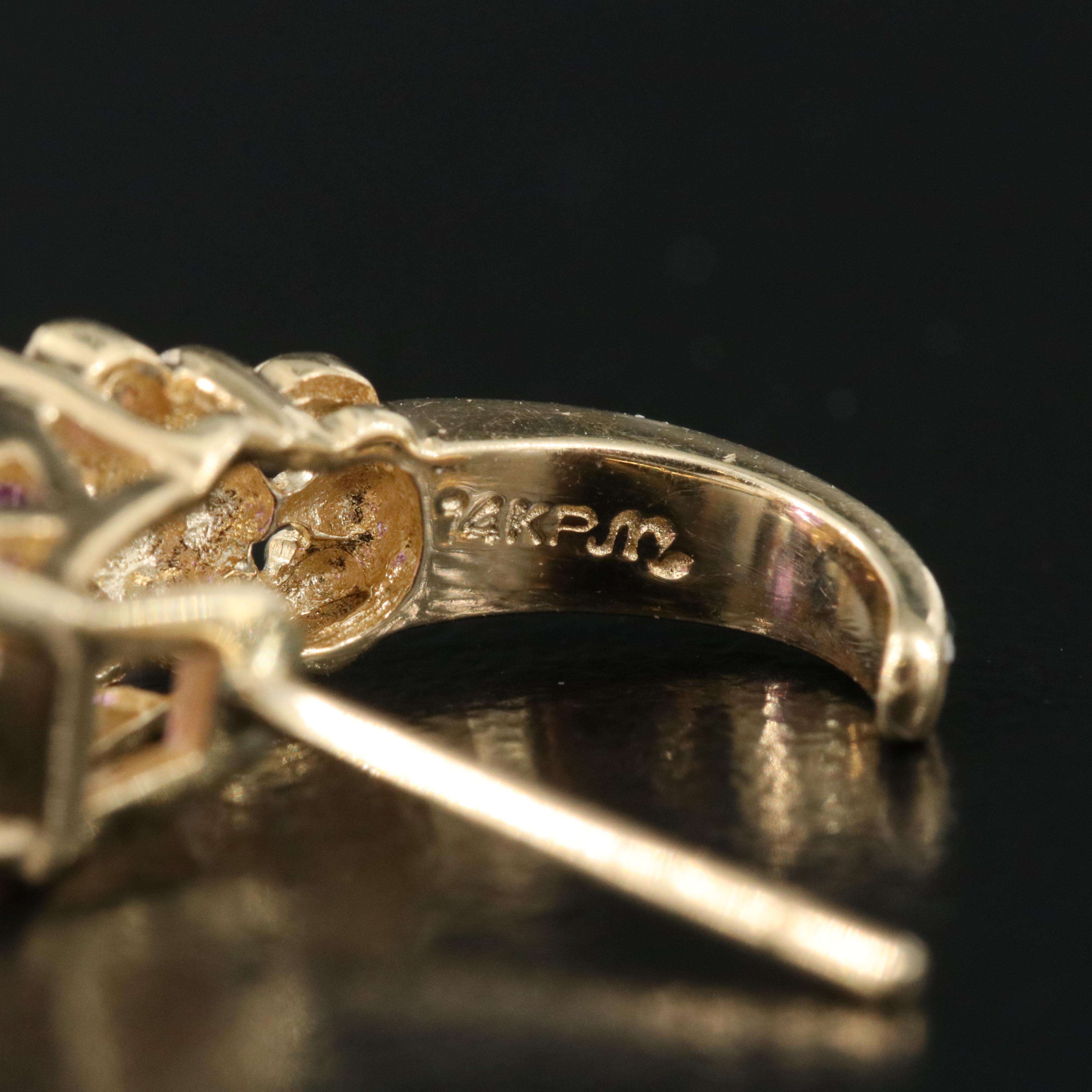 14K Amethyst and Diamond J Hoop Earrings