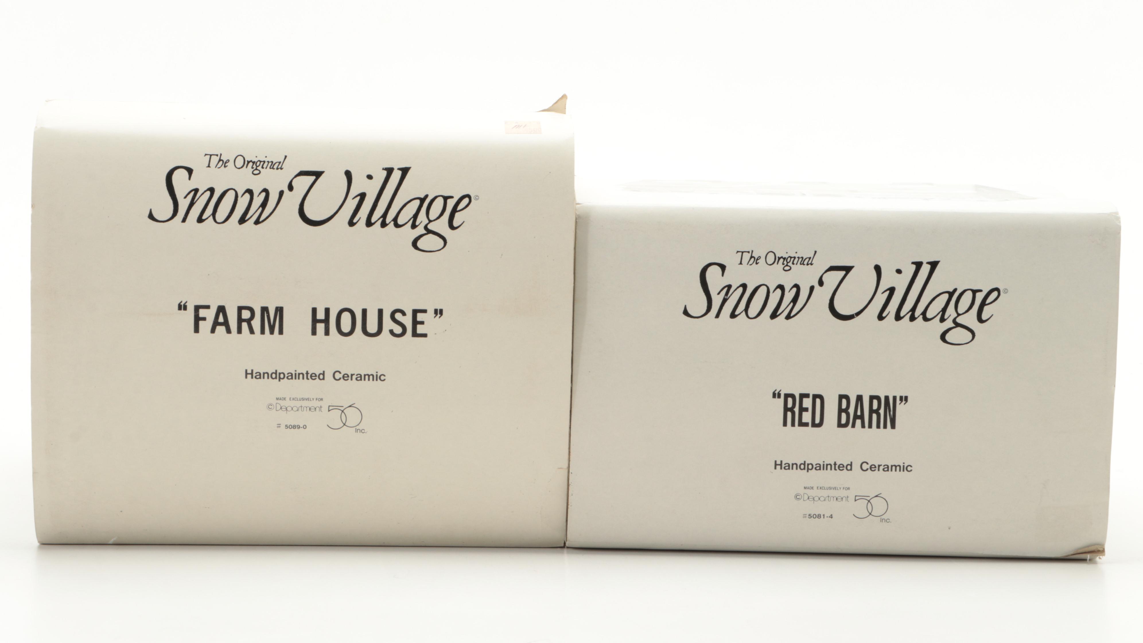 Department 56 Snow Village Farm House, Red Barn, Honeymooner Motel and More
