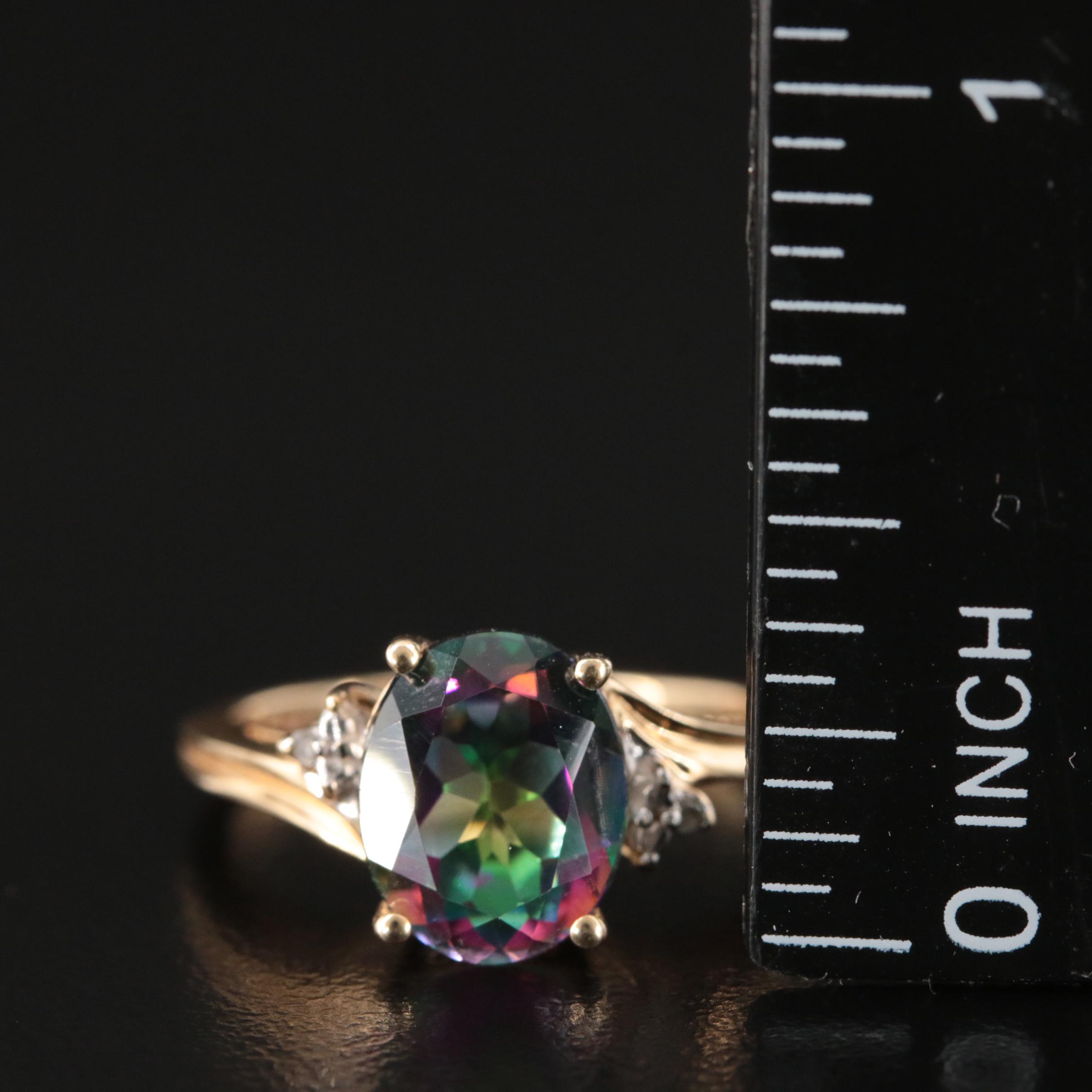 10K Mystic Topaz and Diamond Ring