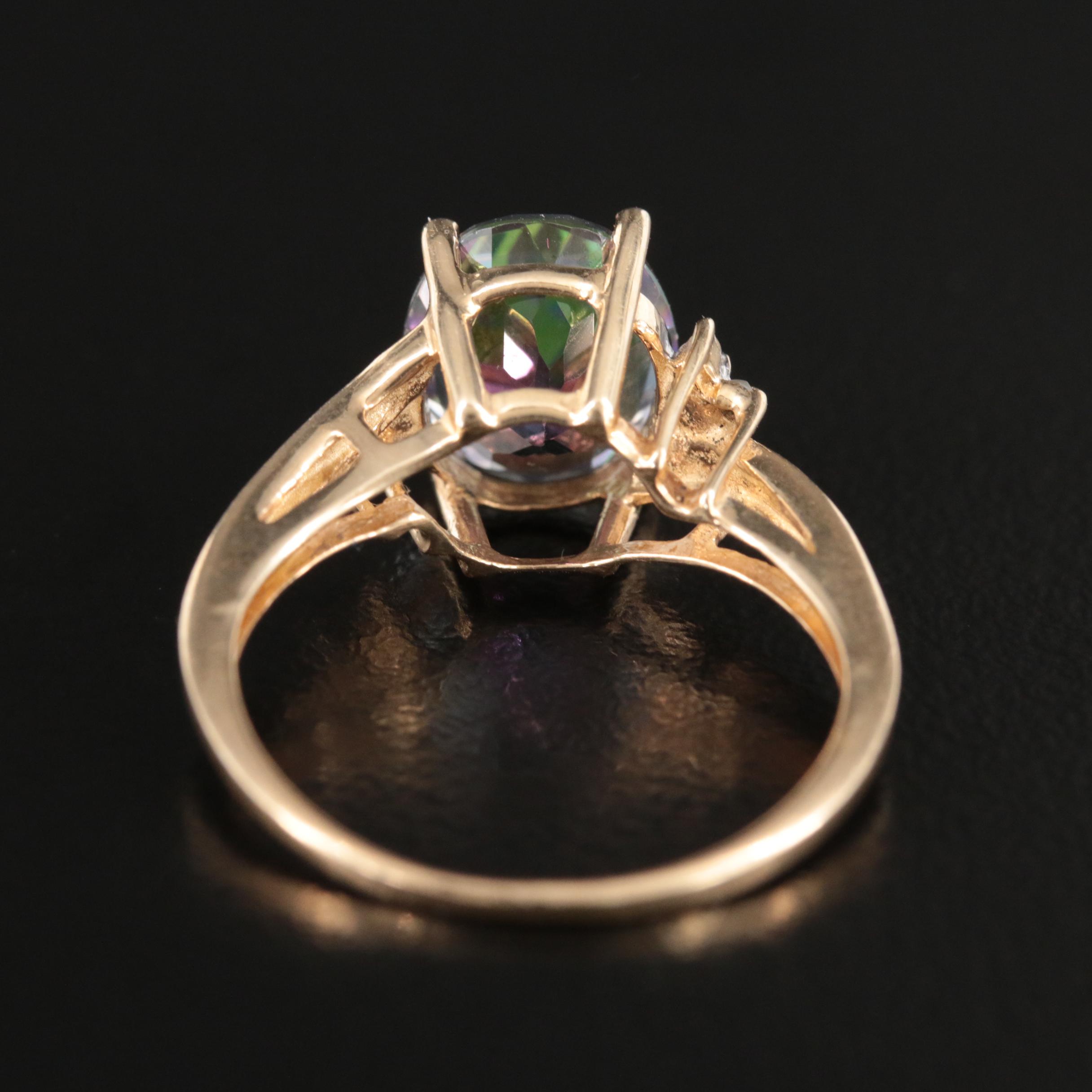 10K Mystic Topaz and Diamond Ring