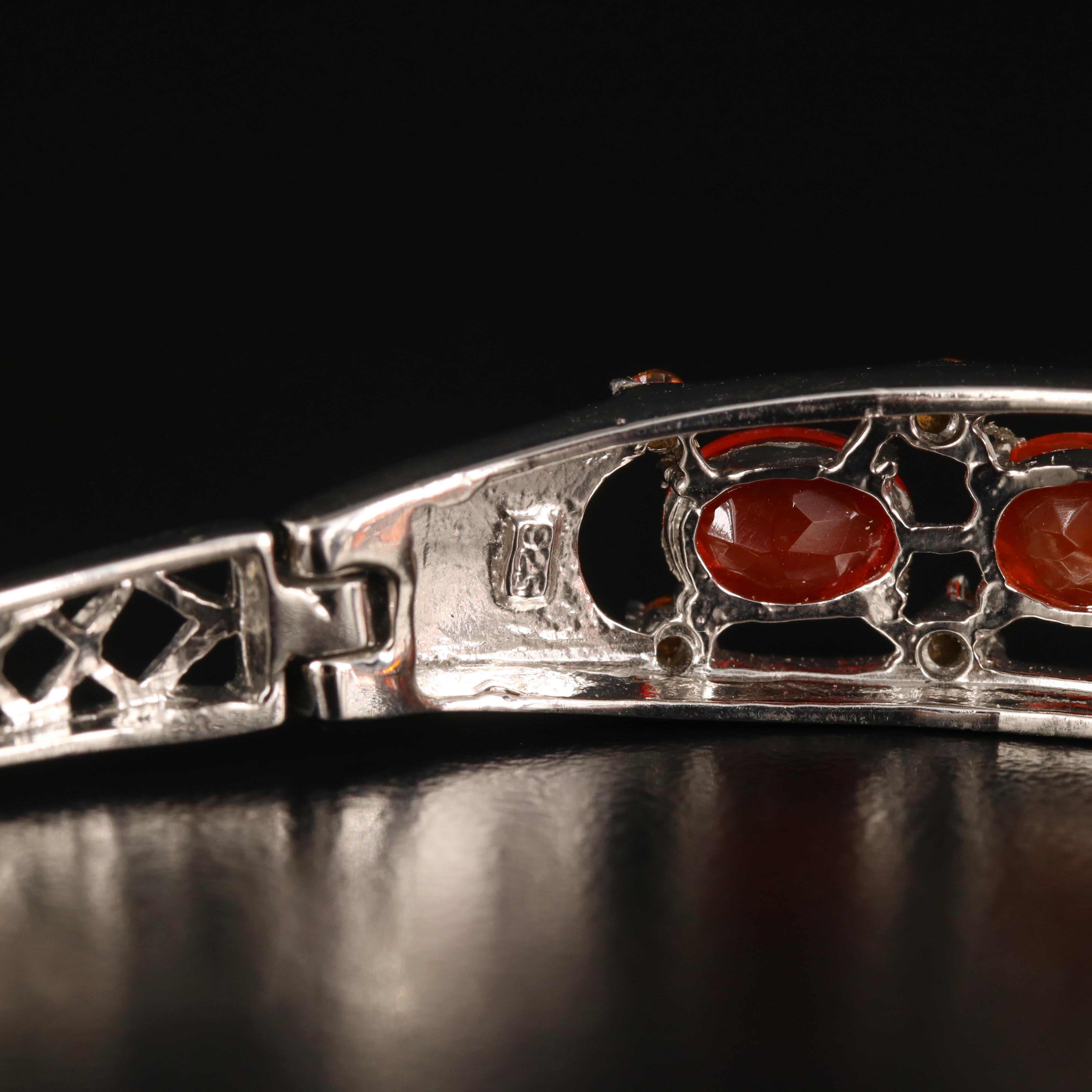Sterling Fire Opal and Citrine Hinged Bangle
