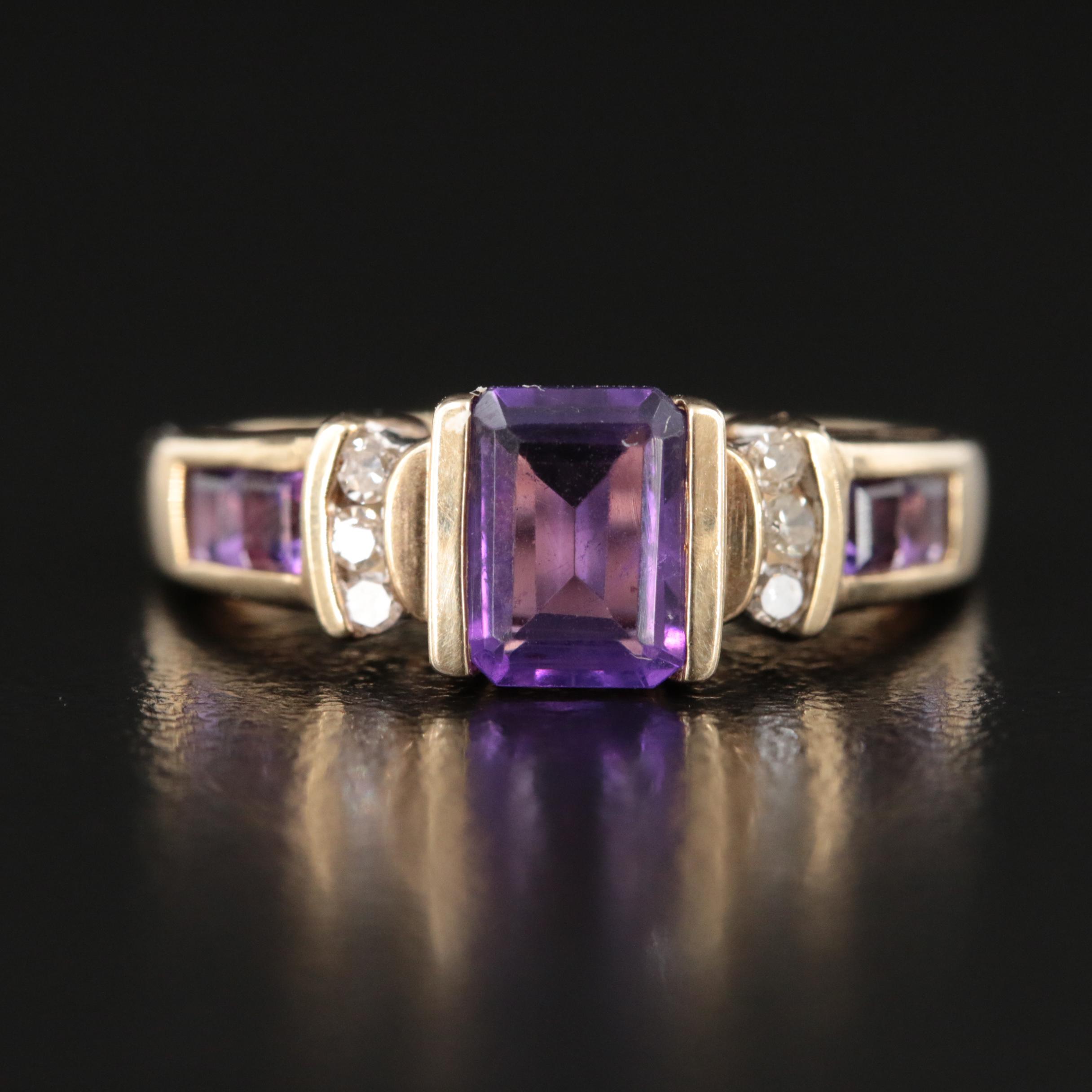 10K Amethyst and Diamond Ring
