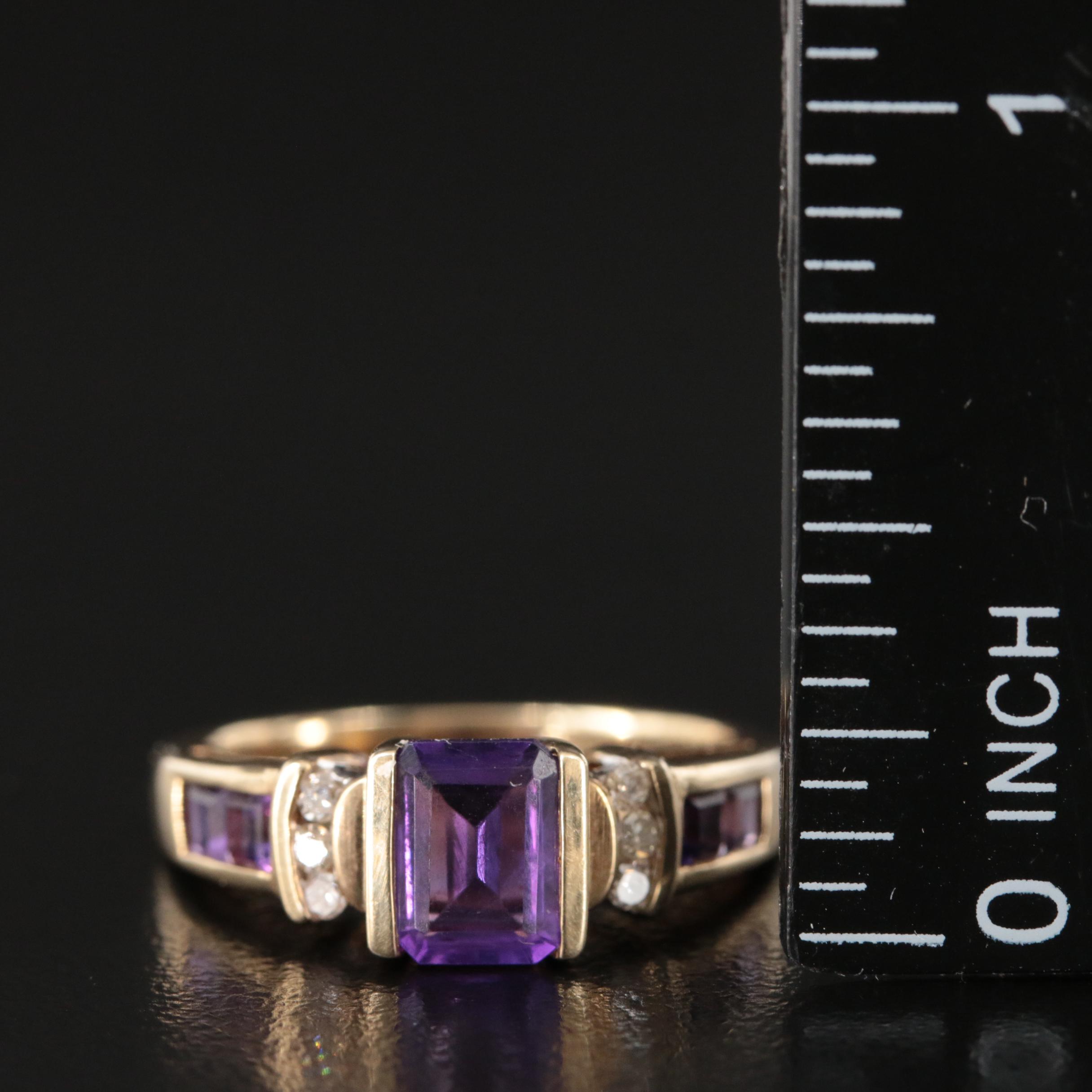 10K Amethyst and Diamond Ring