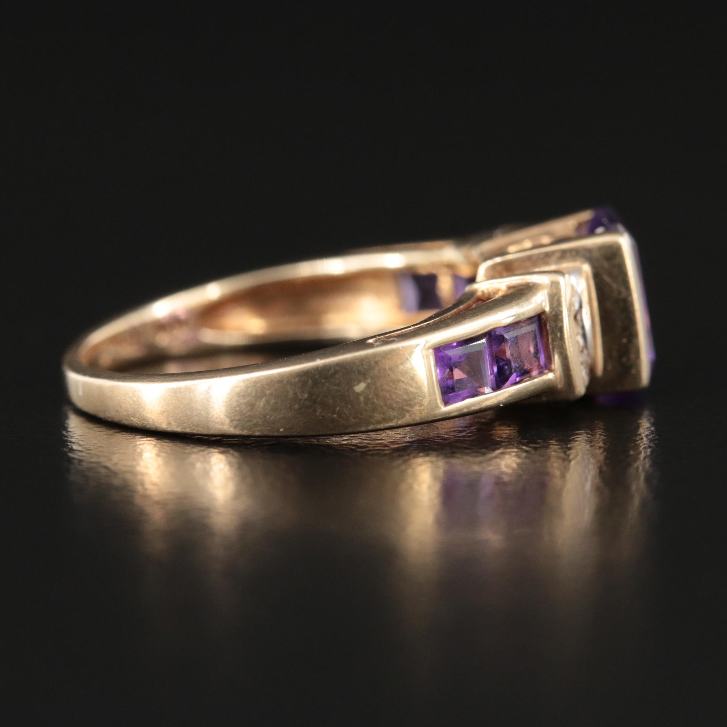 10K Amethyst and Diamond Ring