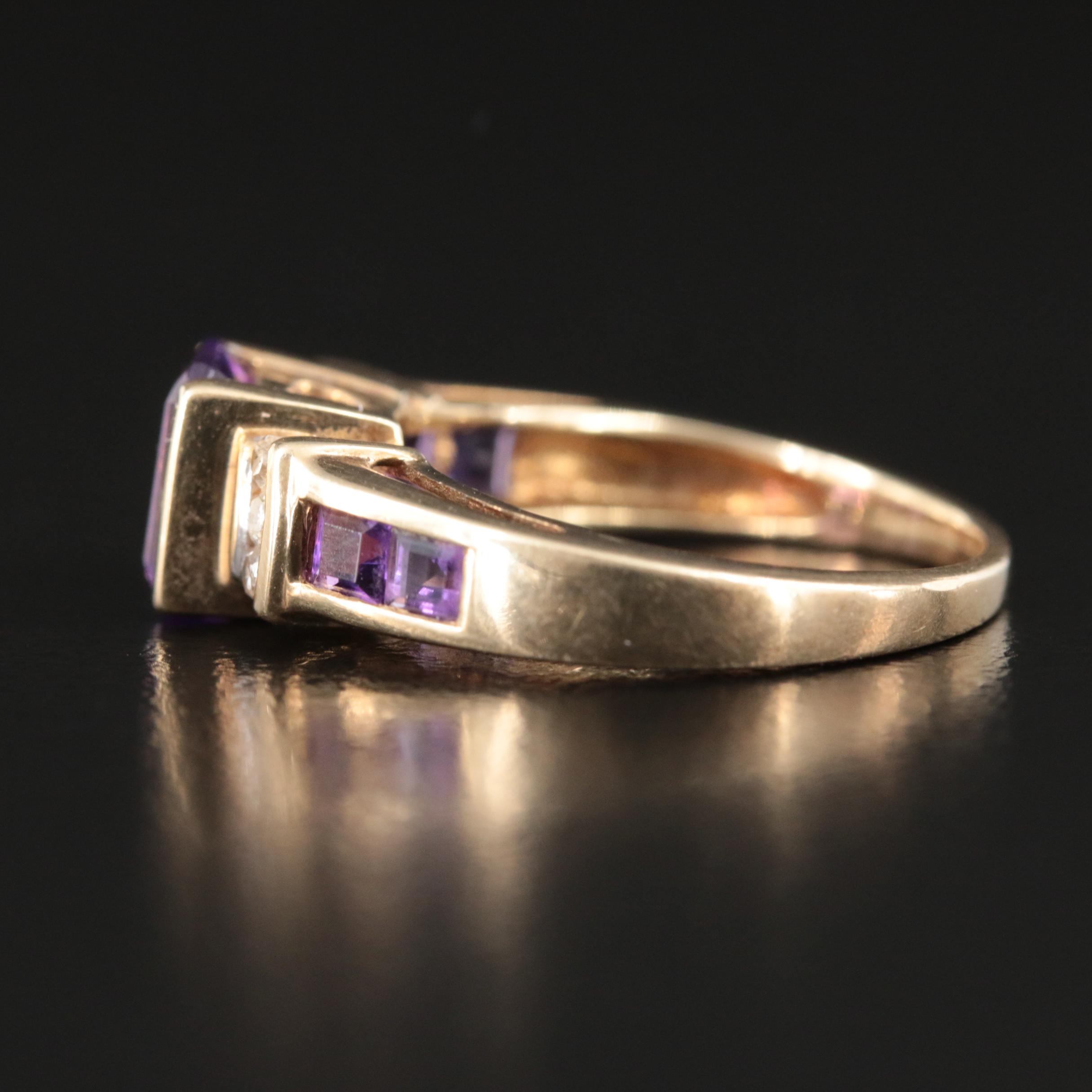 10K Amethyst and Diamond Ring