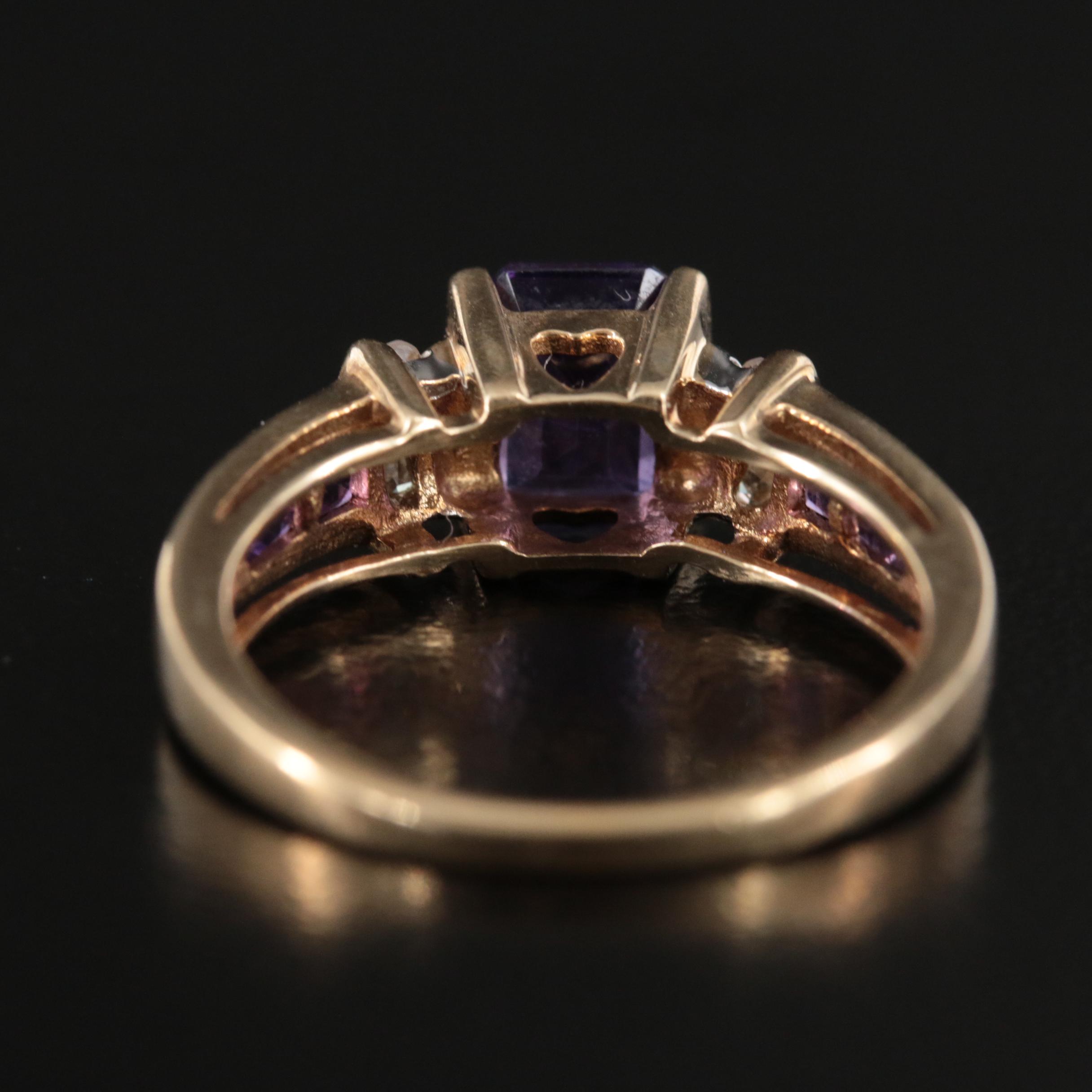 10K Amethyst and Diamond Ring