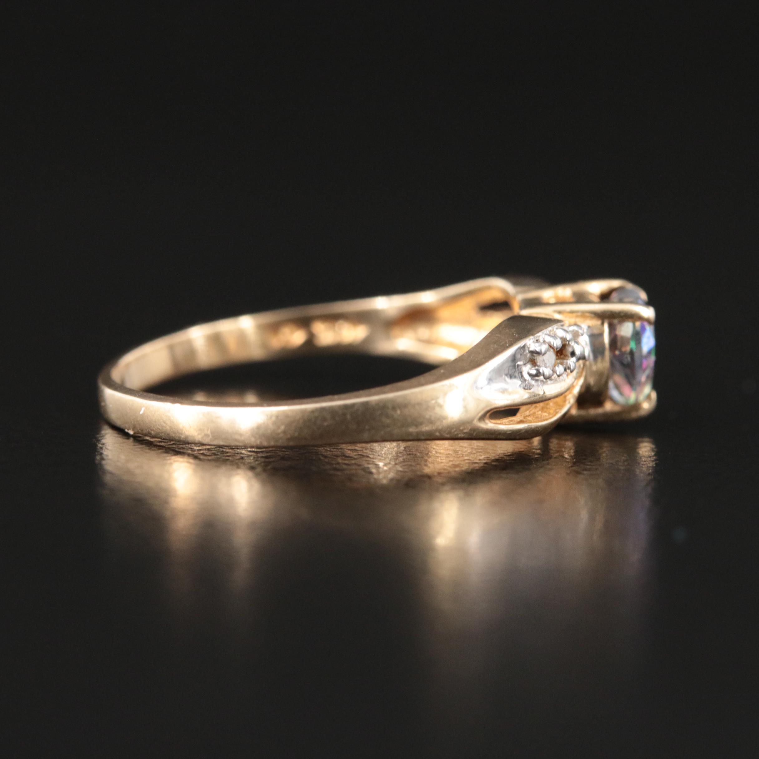 10K Mystic Topaz and Diamond Heart Ring