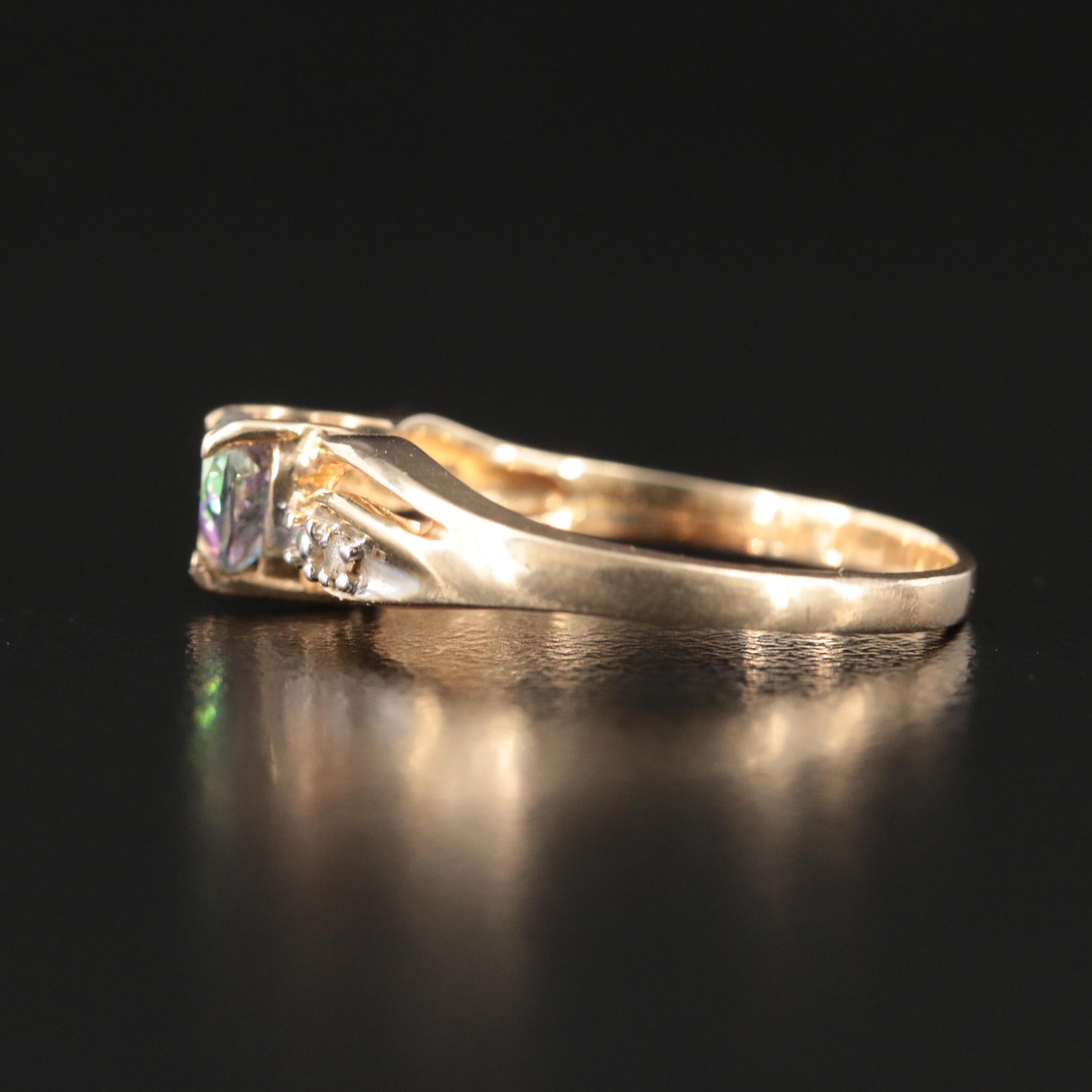 10K Mystic Topaz and Diamond Heart Ring