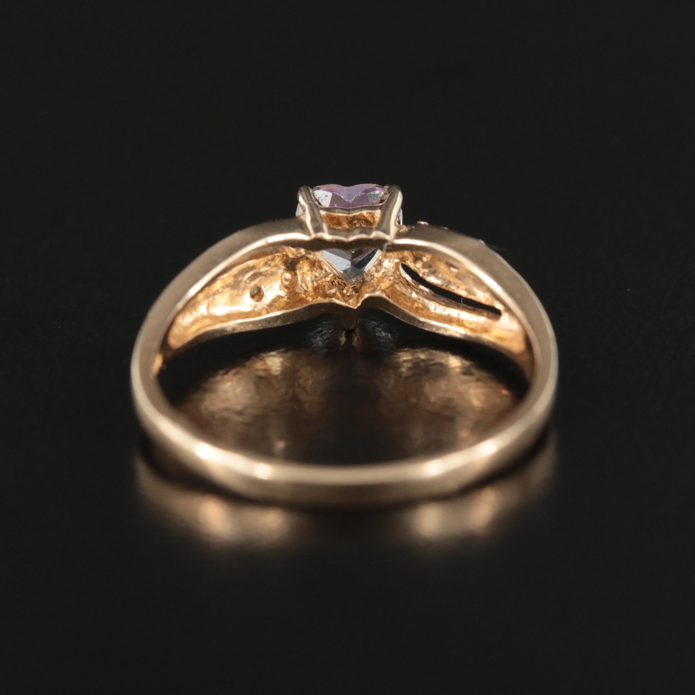 10K Mystic Topaz and Diamond Heart Ring