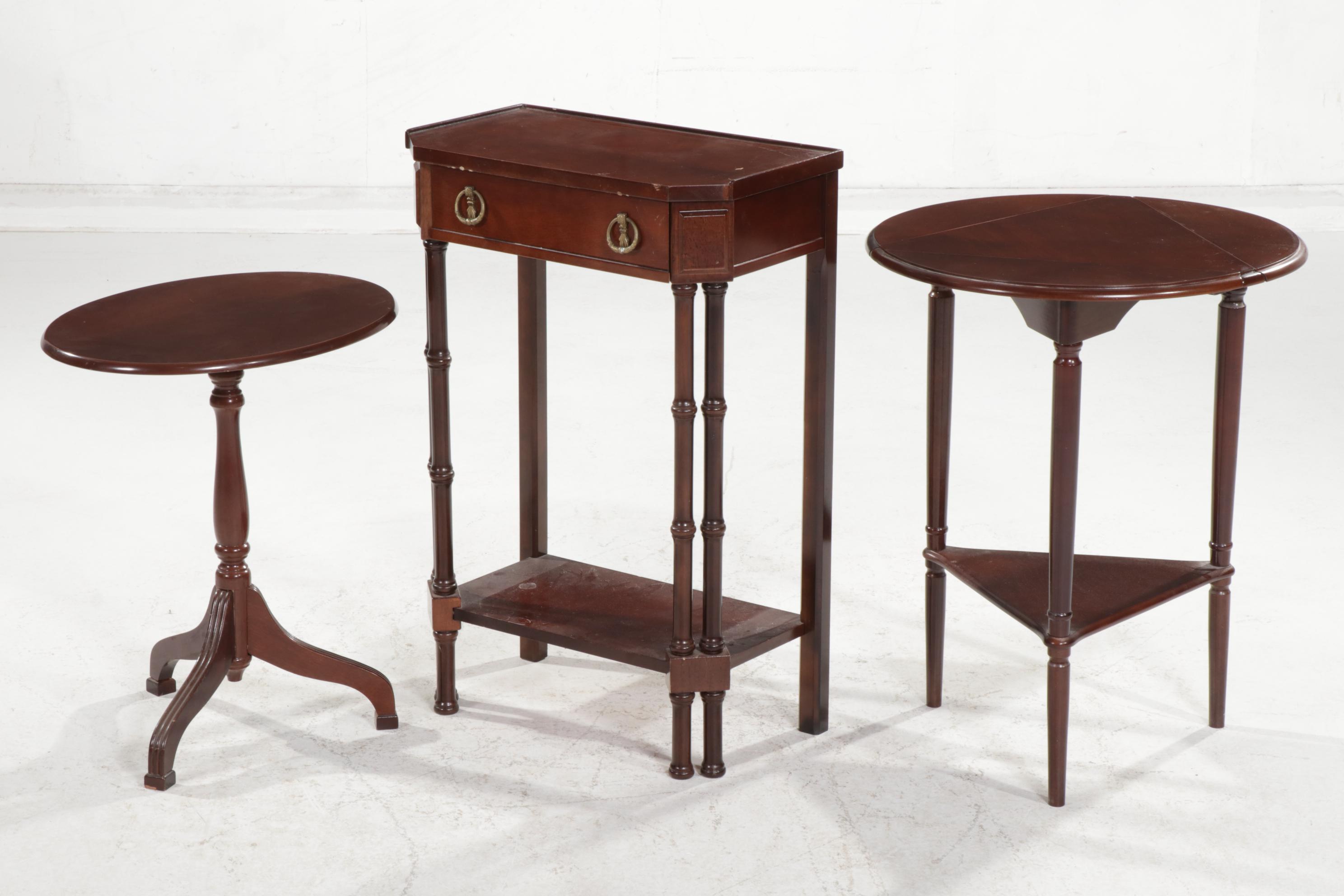 Three Regency Style Mahogany and Cherry-Stained Side Tables, Late 20th Century