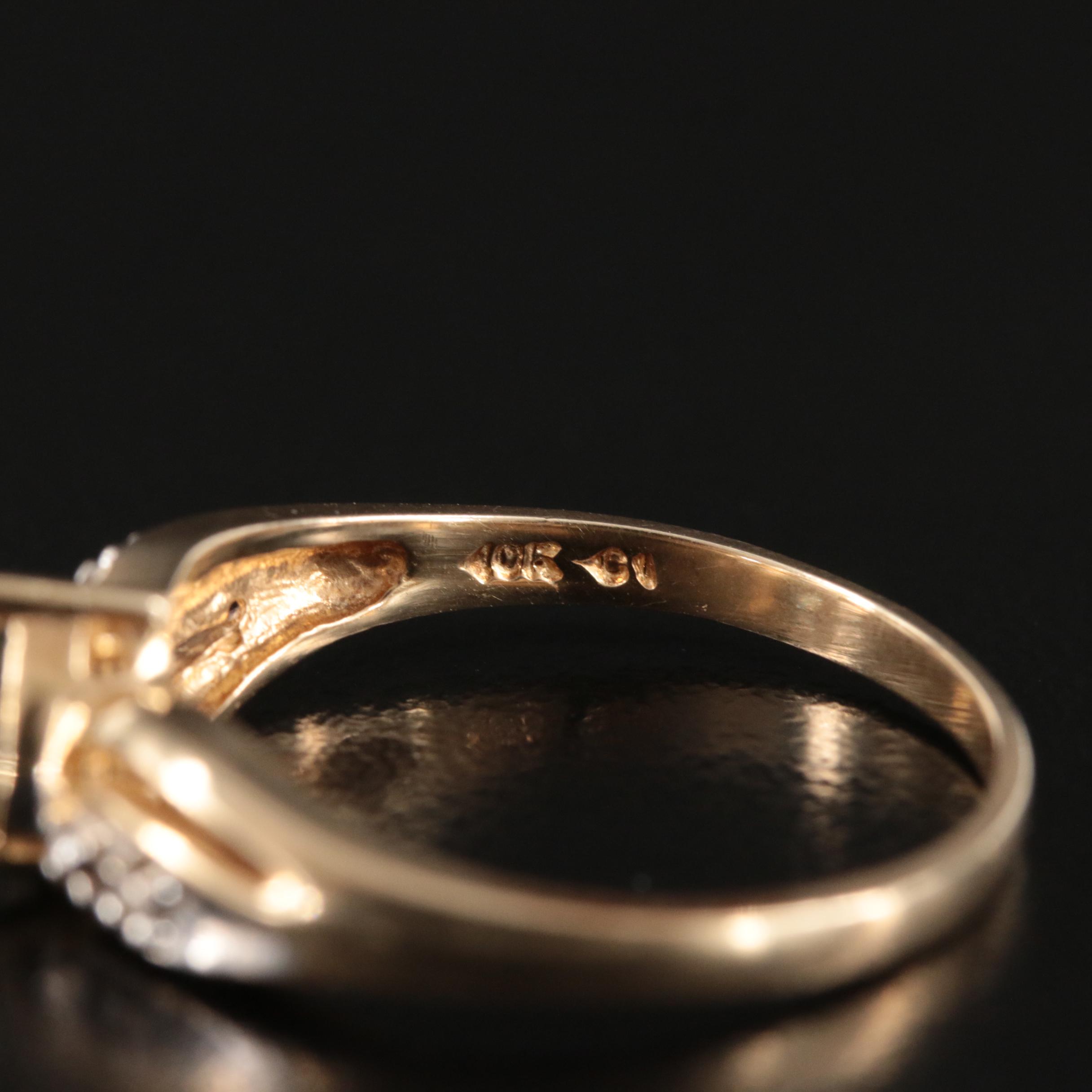 10K Mystic Topaz and Diamond Heart Ring