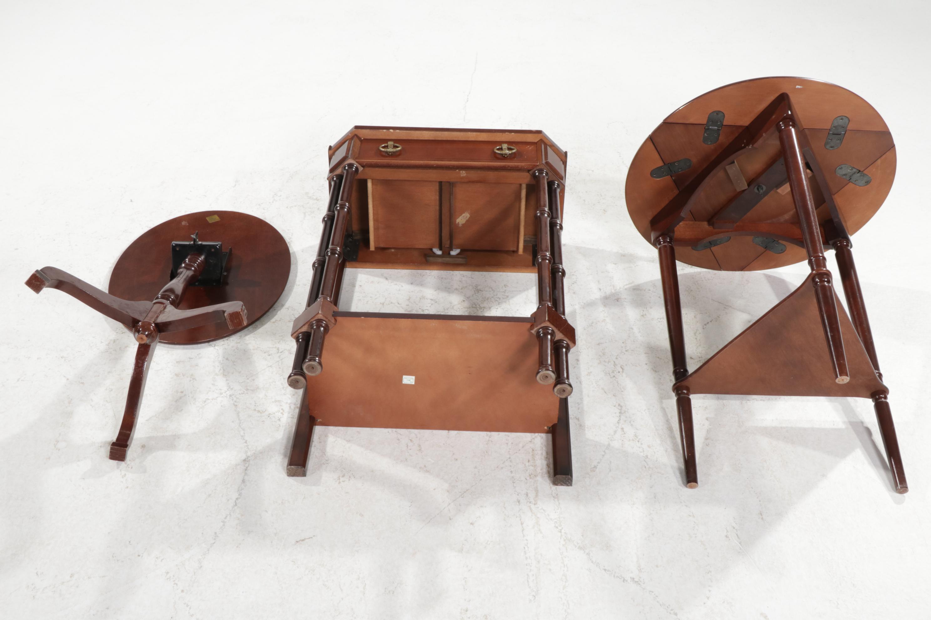 Three Regency Style Mahogany and Cherry-Stained Side Tables, Late 20th Century