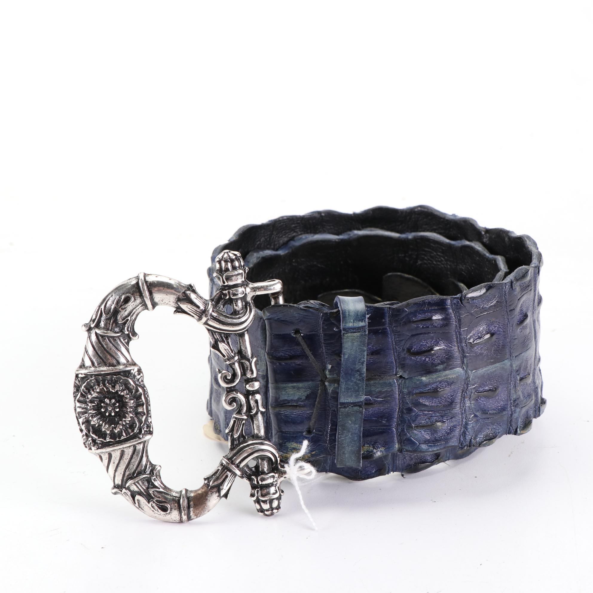 Mussimiliaron Crocodile Belt with Ibel Buckle and Wide Crocodile Belt