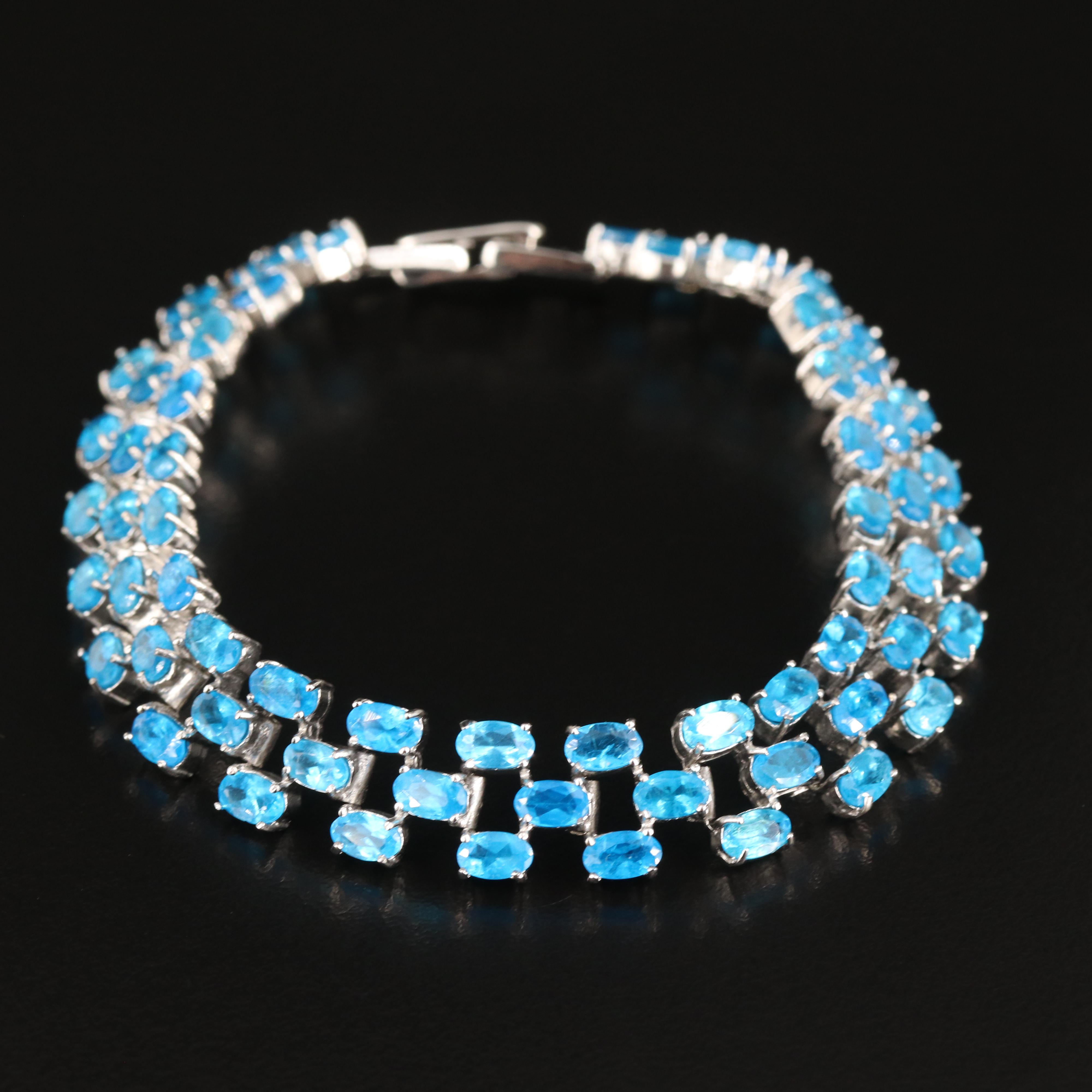 Sterling Apatite Triple-Row Bracelet