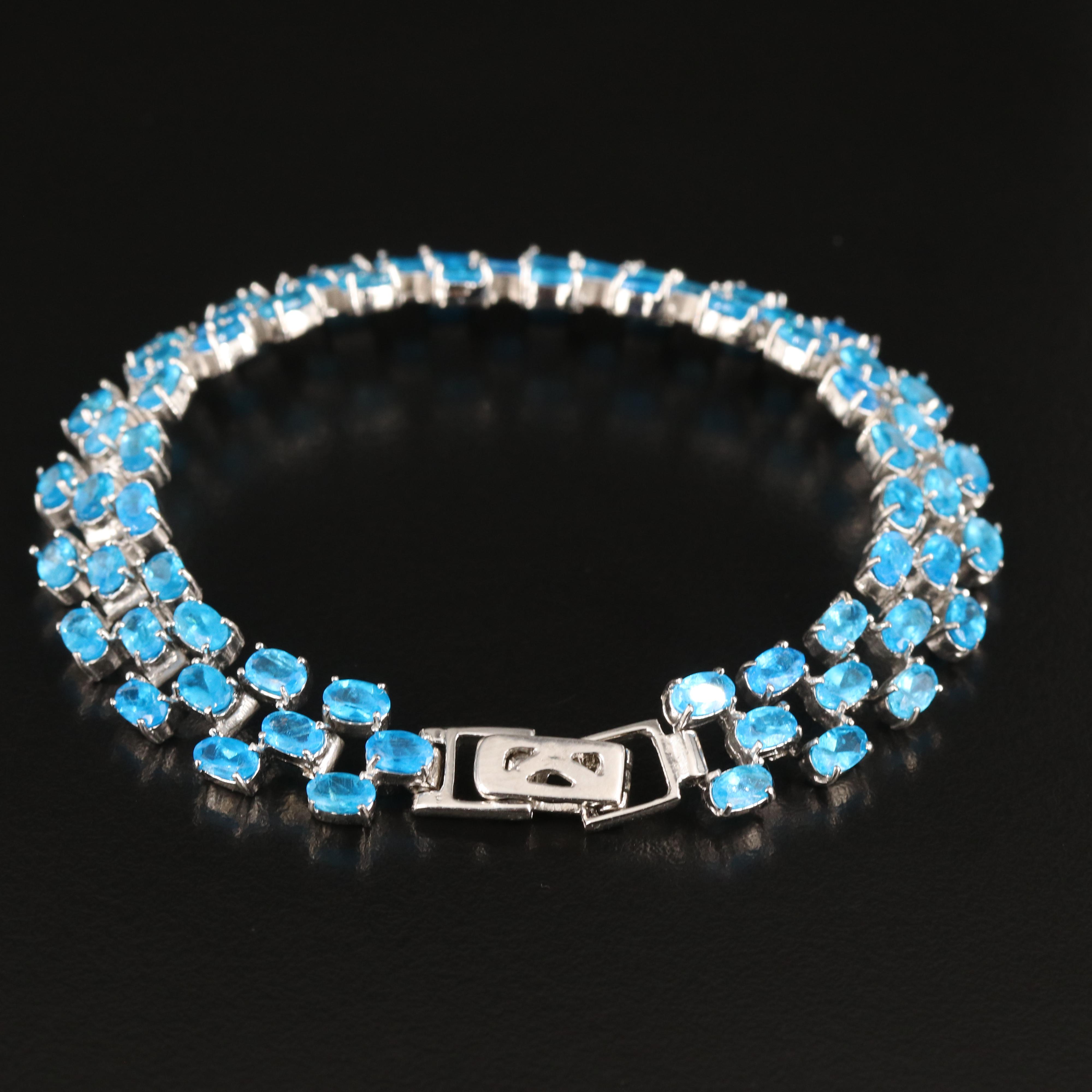 Sterling Apatite Triple-Row Bracelet