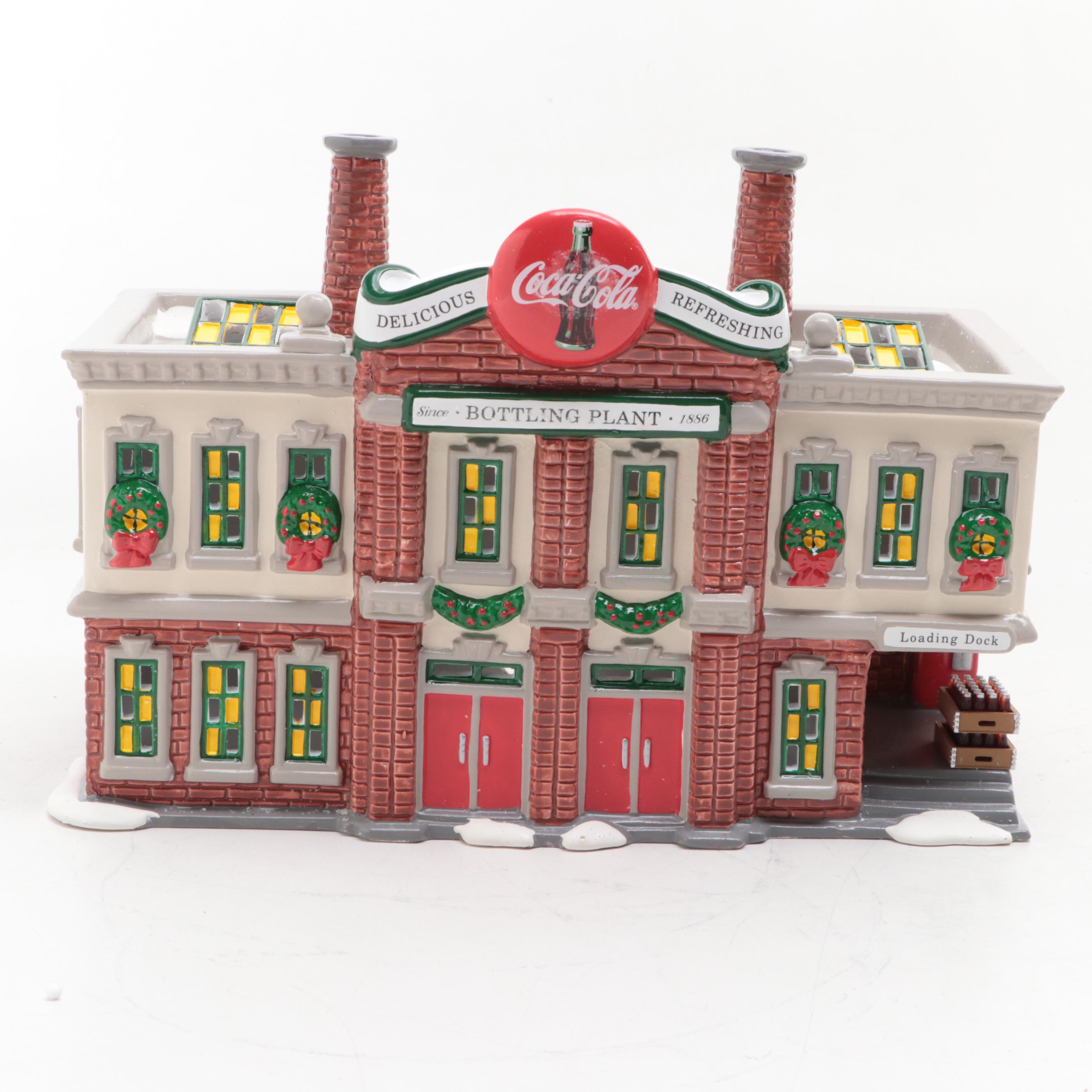 Department 56 Snow Village Coca-Cola Corner Drugstore, Bottling Plant and More