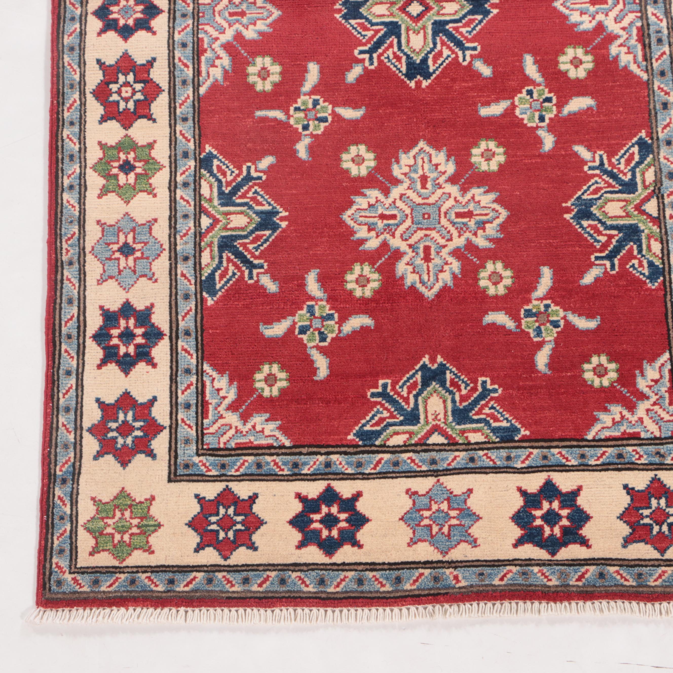 3'3 x 5' Hand-Knotted Afghan Kazak Area Rug