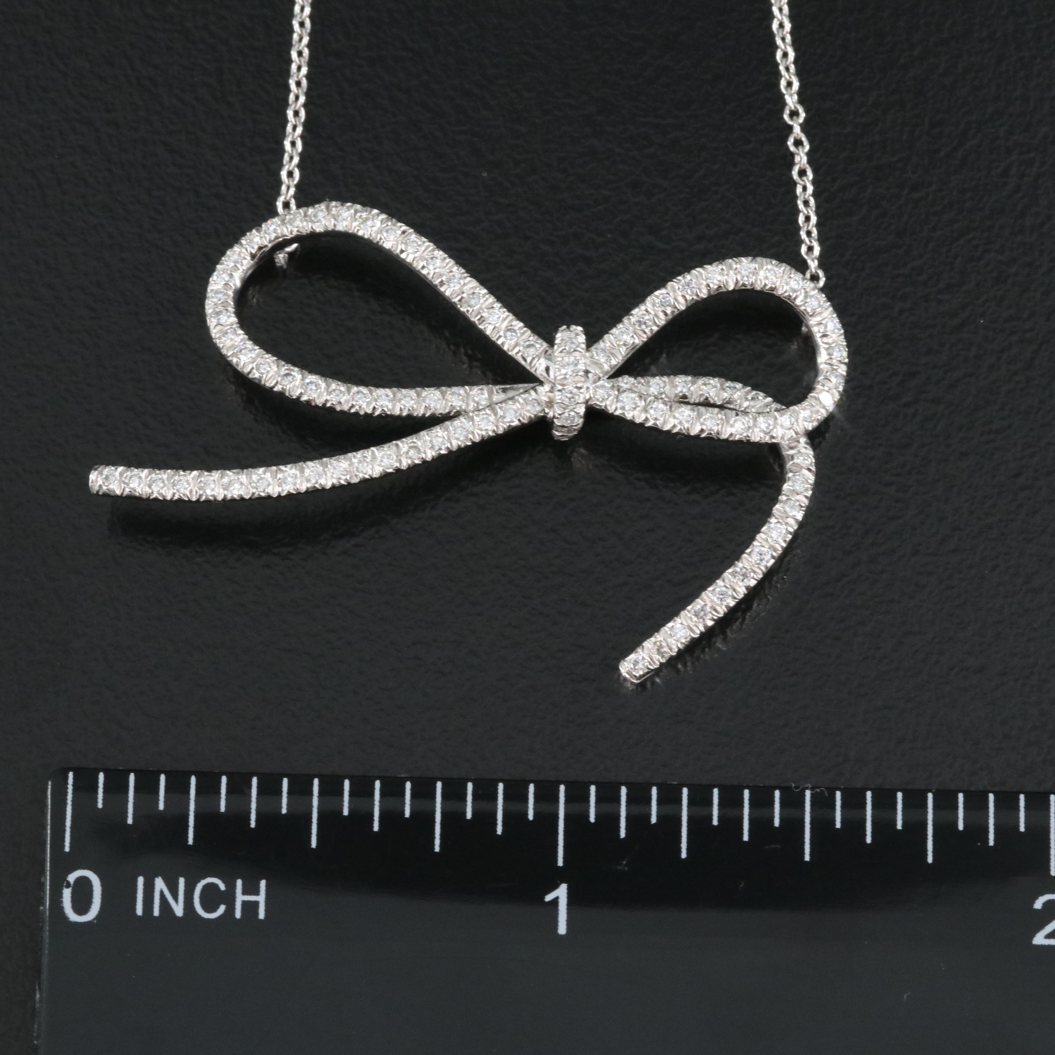 Vera Wang Platinum 0.49 CTW Diamond Bow Necklace