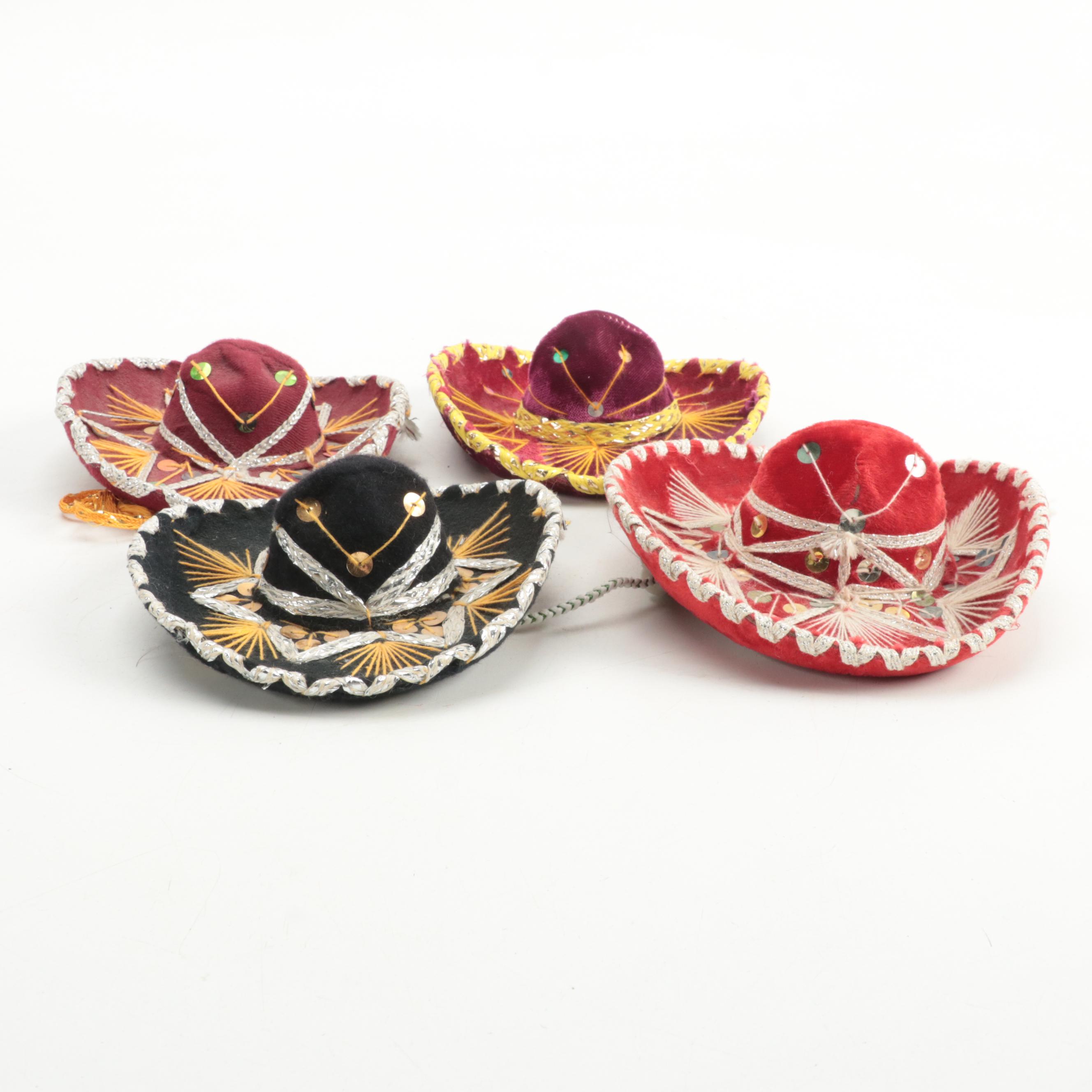 Mexican and Other Miniature Sombreros, Maracas, Vase and More