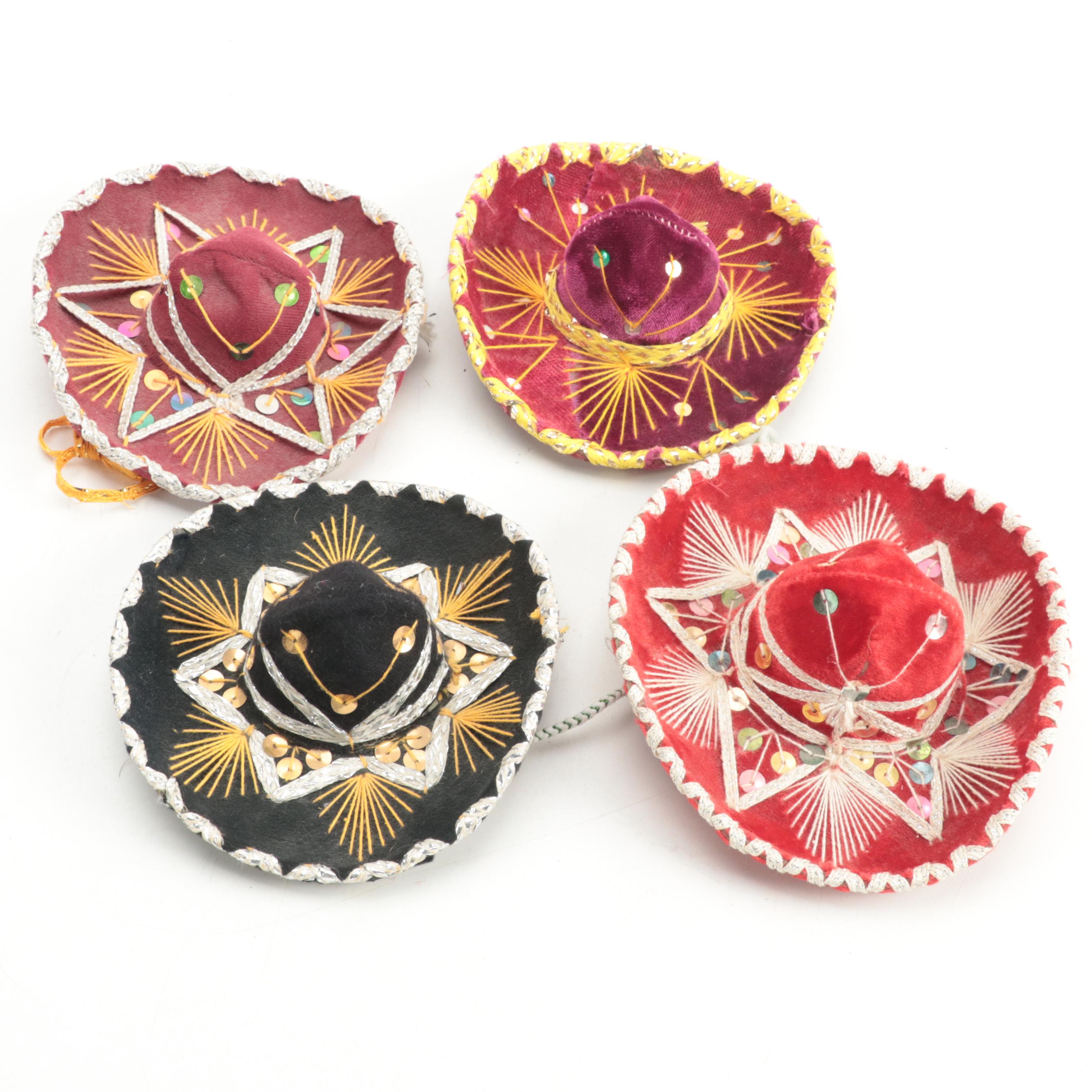 Mexican and Other Miniature Sombreros, Maracas, Vase and More