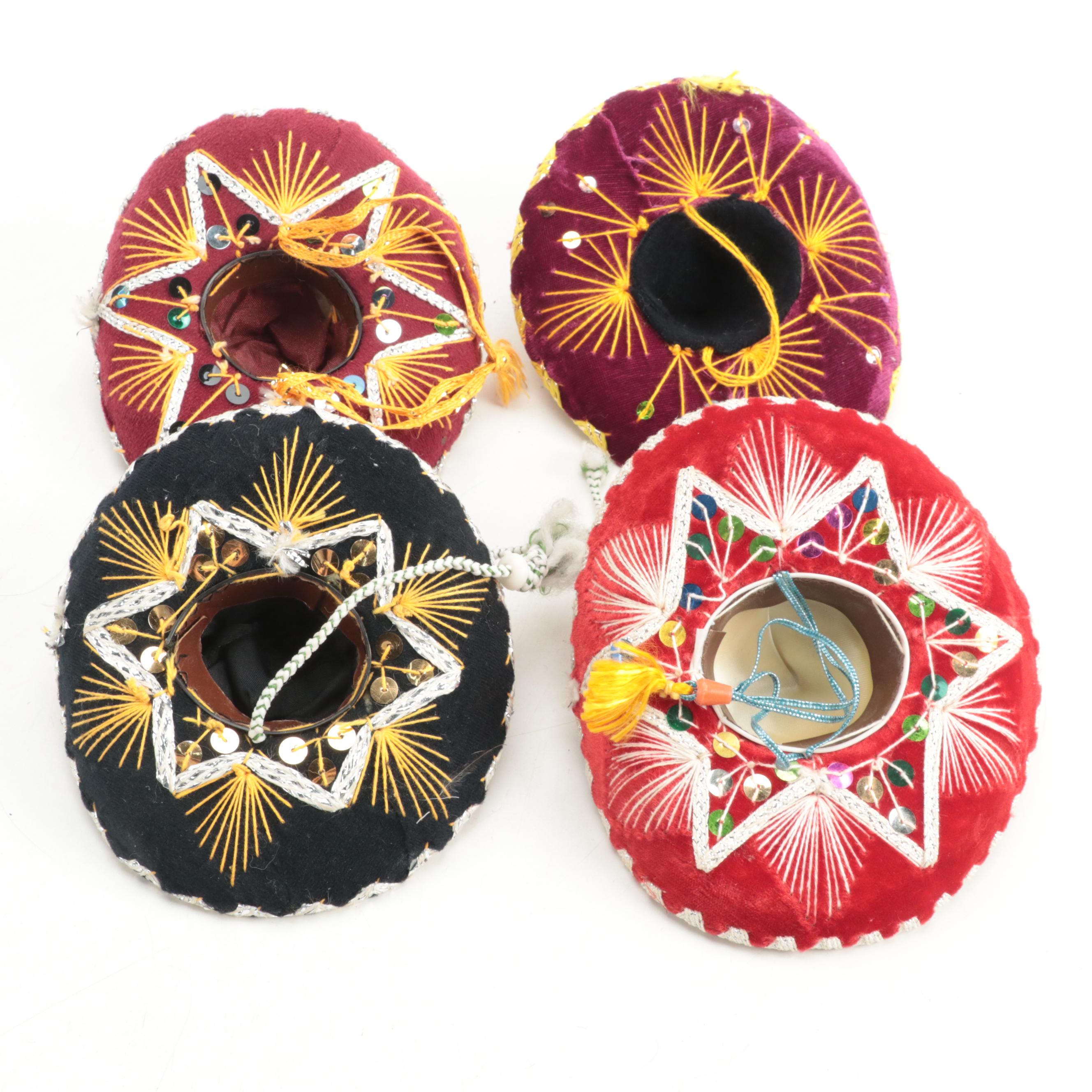 Mexican and Other Miniature Sombreros, Maracas, Vase and More