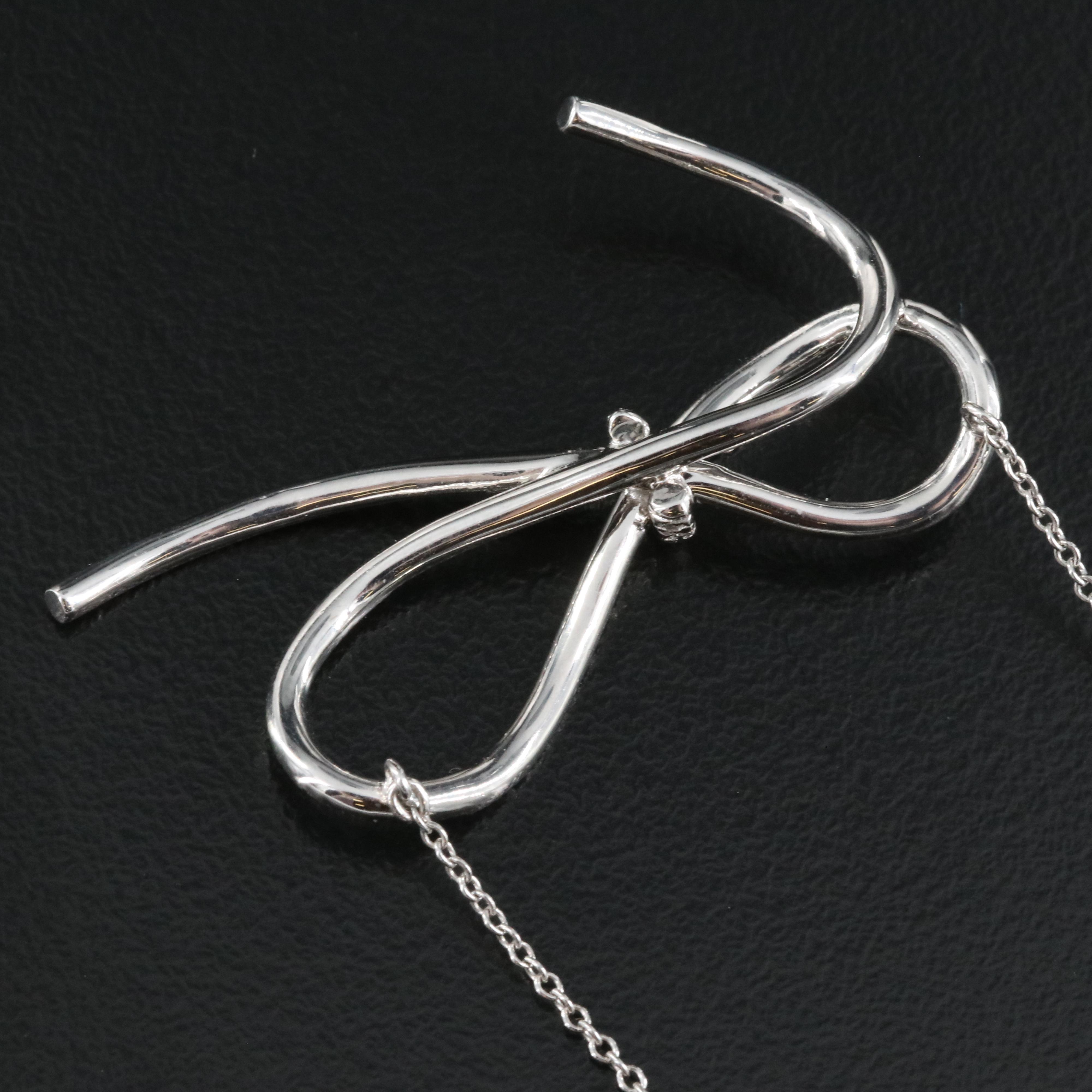 Vera Wang Platinum 0.49 CTW Diamond Bow Necklace