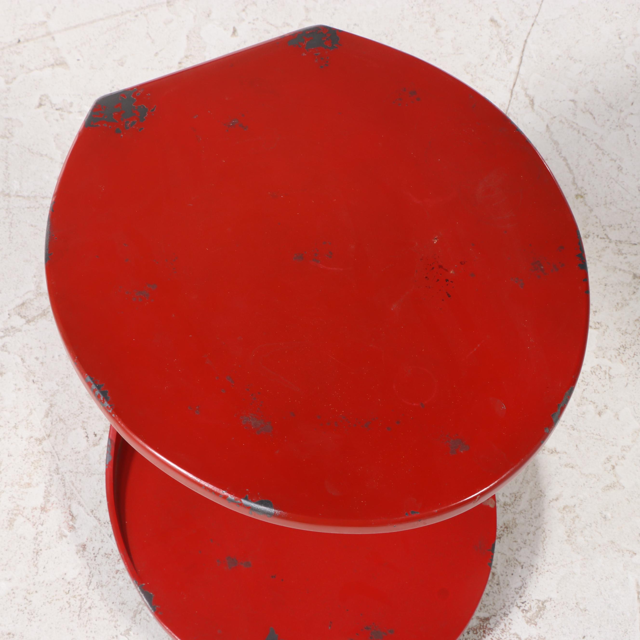 Creative Co-Op Modernist Style Red-Painted Rolling Side Table