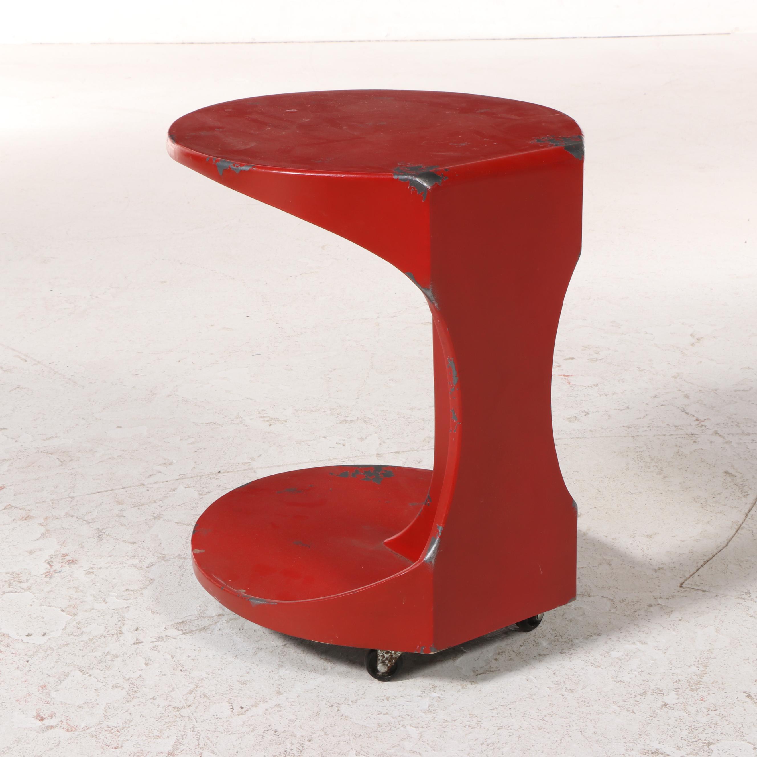 Creative Co-Op Modernist Style Red-Painted Rolling Side Table