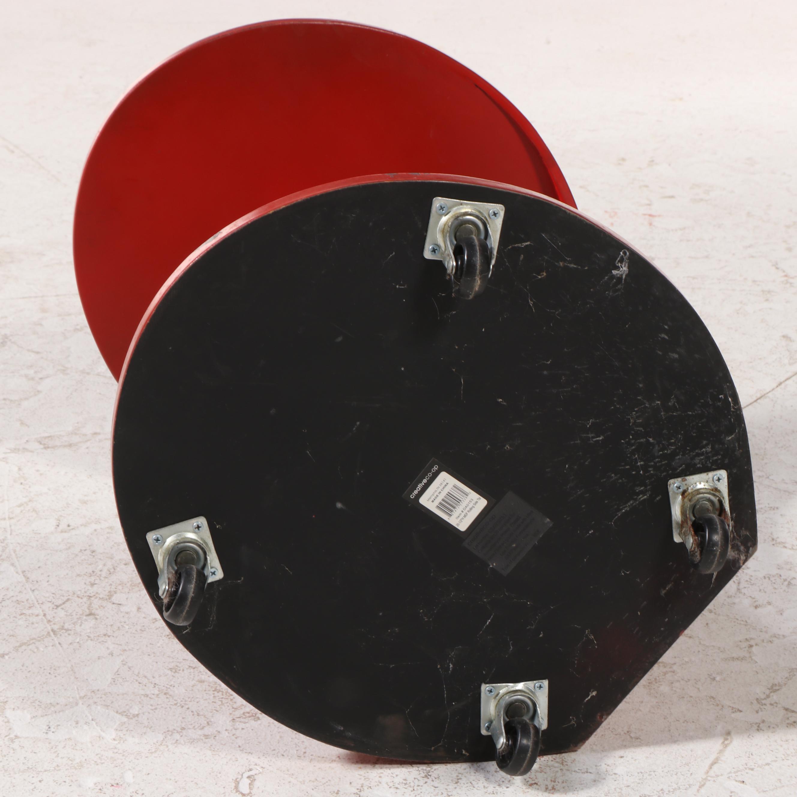 Creative Co-Op Modernist Style Red-Painted Rolling Side Table